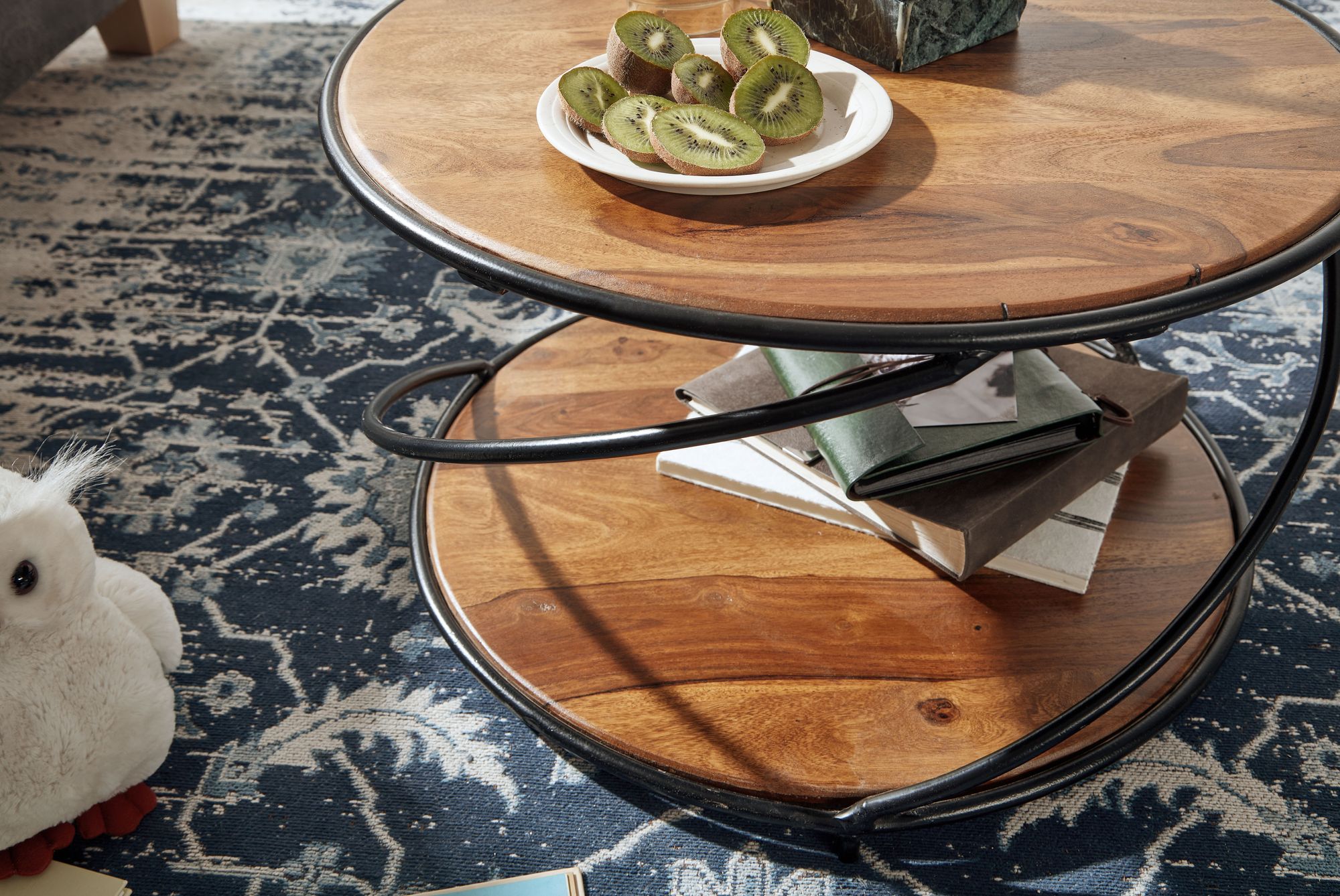 Couchtisch Saltvik Massivholz Dunkelbraun Ø 58 cm