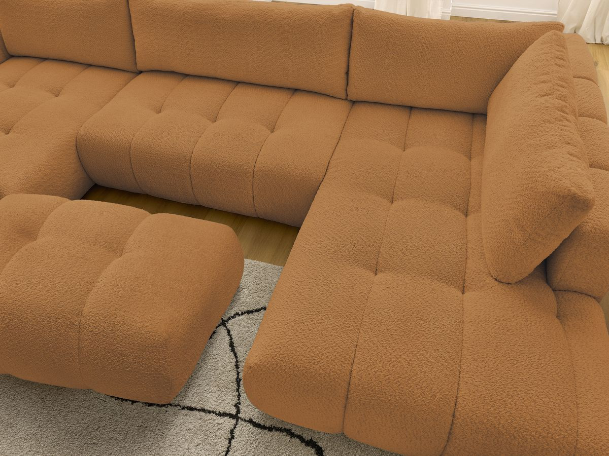 Bobochic Fuji Wohnlandschaft mit Pouf Bouclé-Stoff Gelb Ecke links