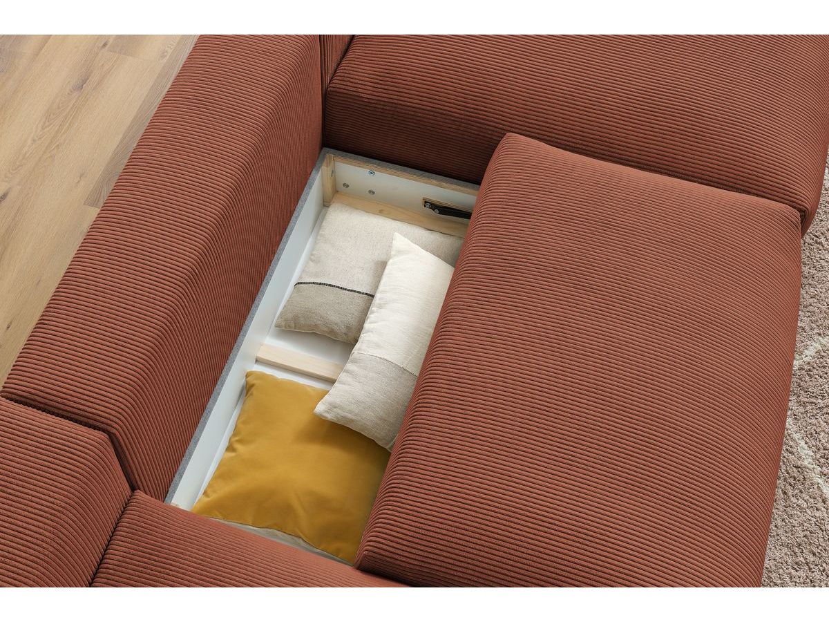 Bobochic Voltaire Wohnlandschaft 420 × 165 cm Cordsamt Orange