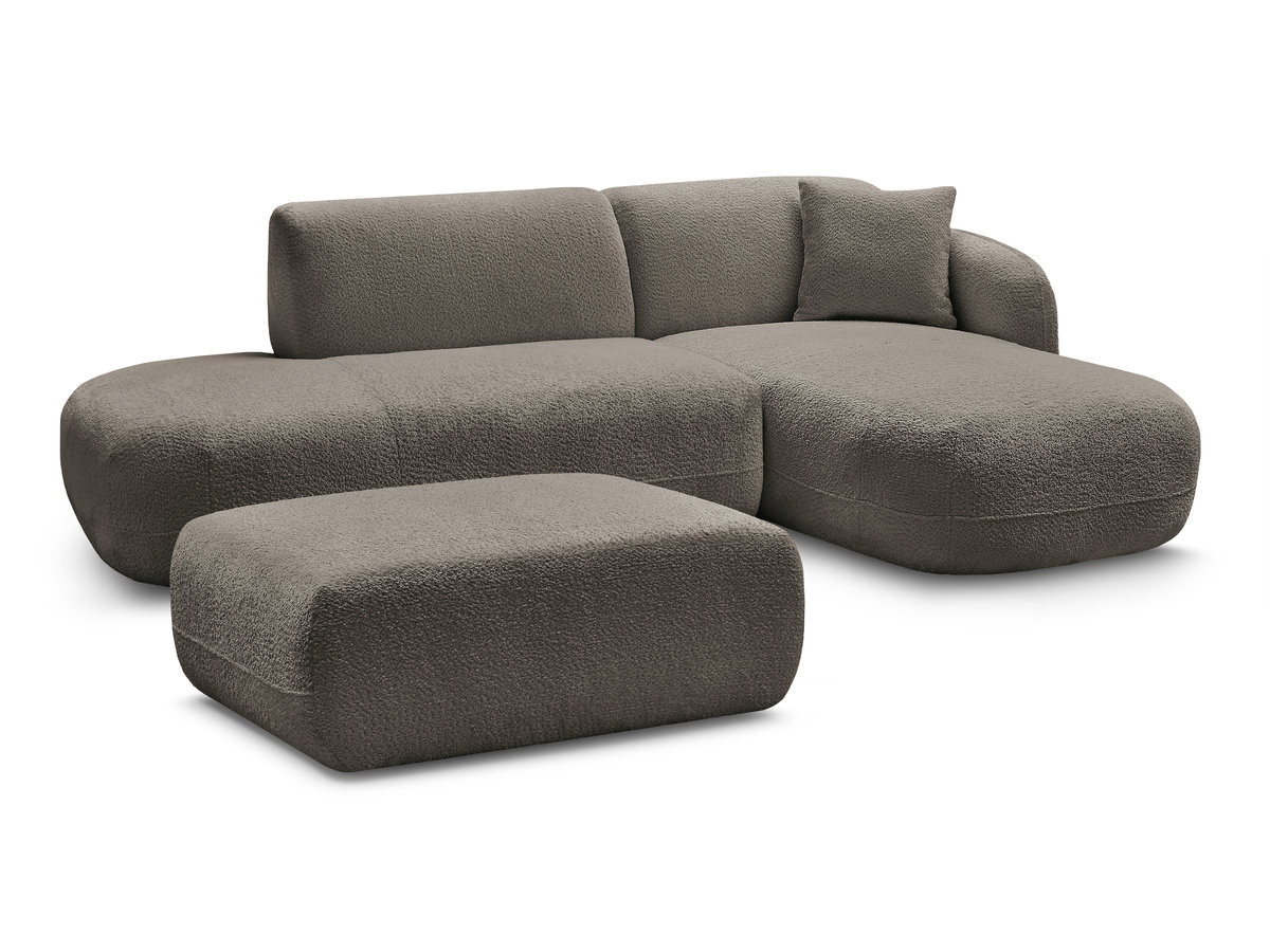 Bobochic Anda Ecksofa mit Pouf 241 × 163 cm Chenille Taupe Ecke rechts