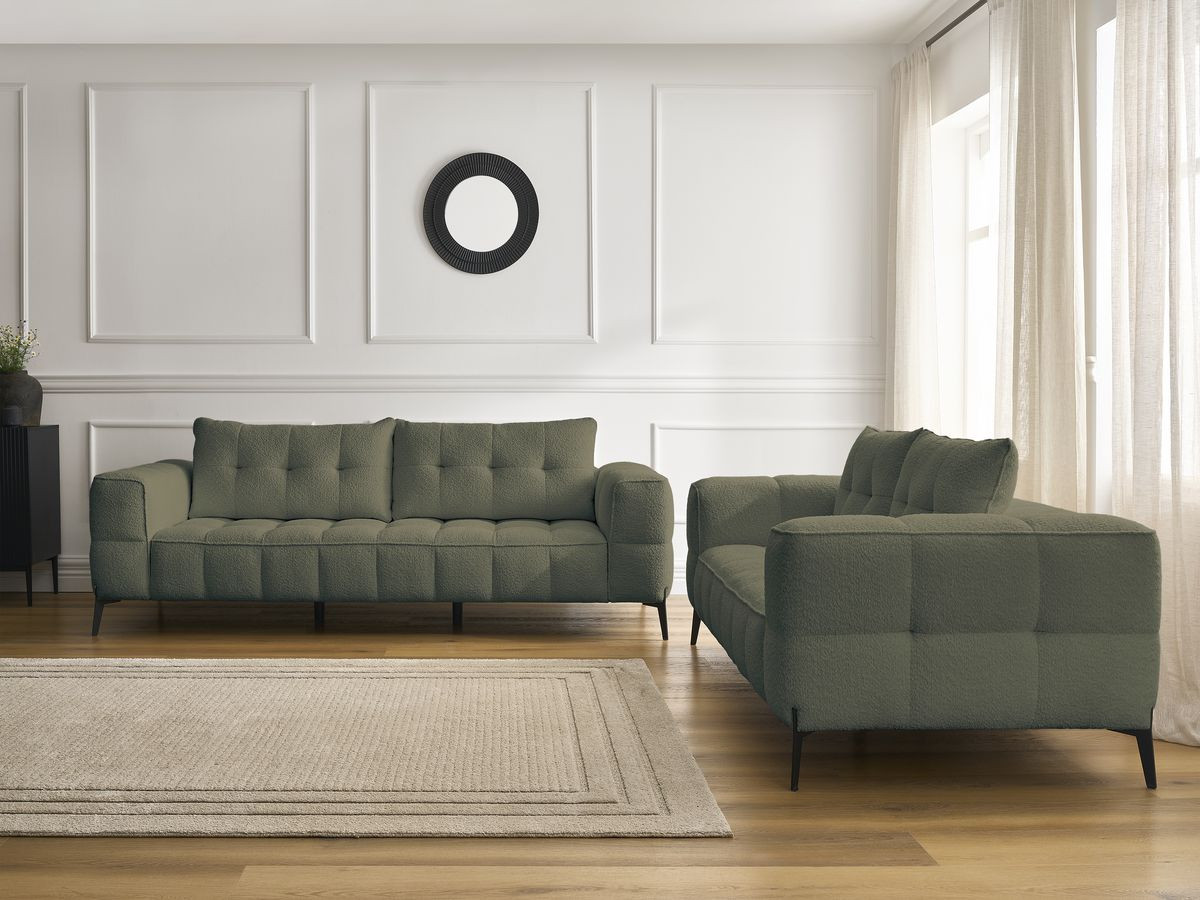 Bobochic Anis Sofa 5-Sitzer Bouclé-Stoff Grün