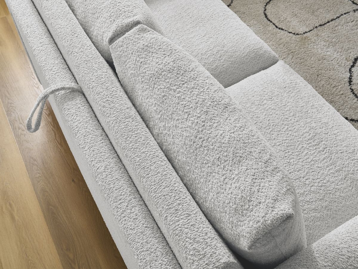 Bobochic Cocoone Schlafsofa 3-Sitzer Bouclé-Stoff Hellgrau, Liegefläche 140 × 200 cm