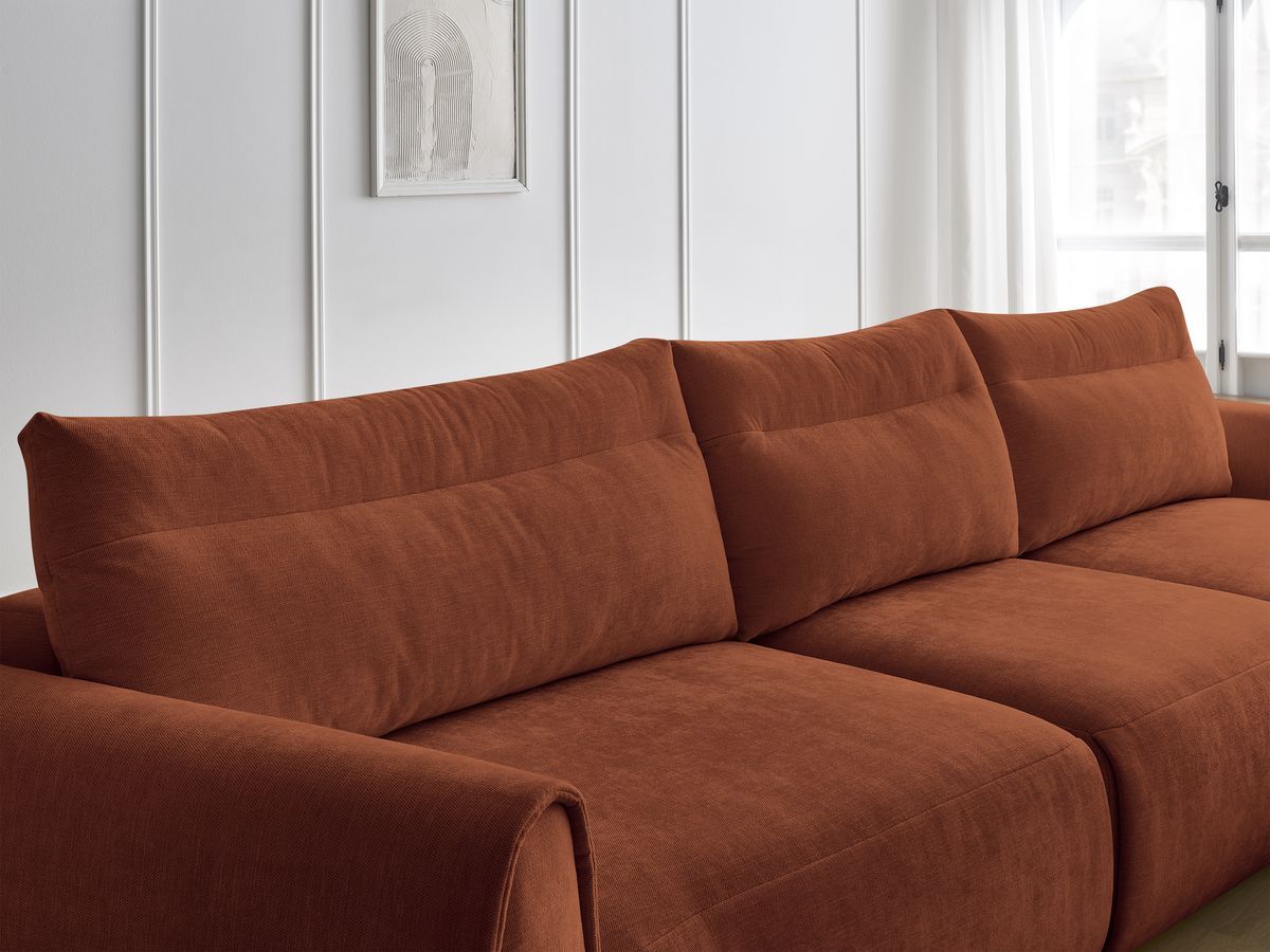 Bobochic Aden Ecksofa 386 × 152 cm Stoff Orange Ecke rechts