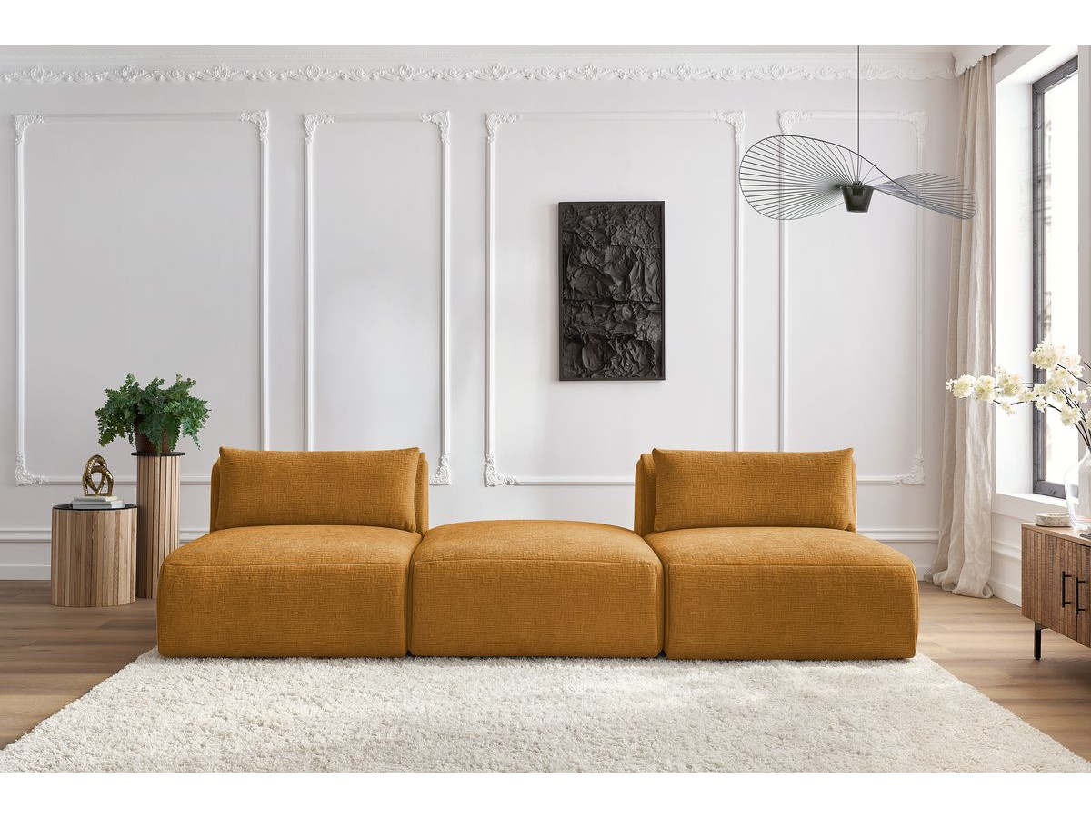 Bobochic Jeanne Sofa 3-Sitzer Strukturstoff Gelb