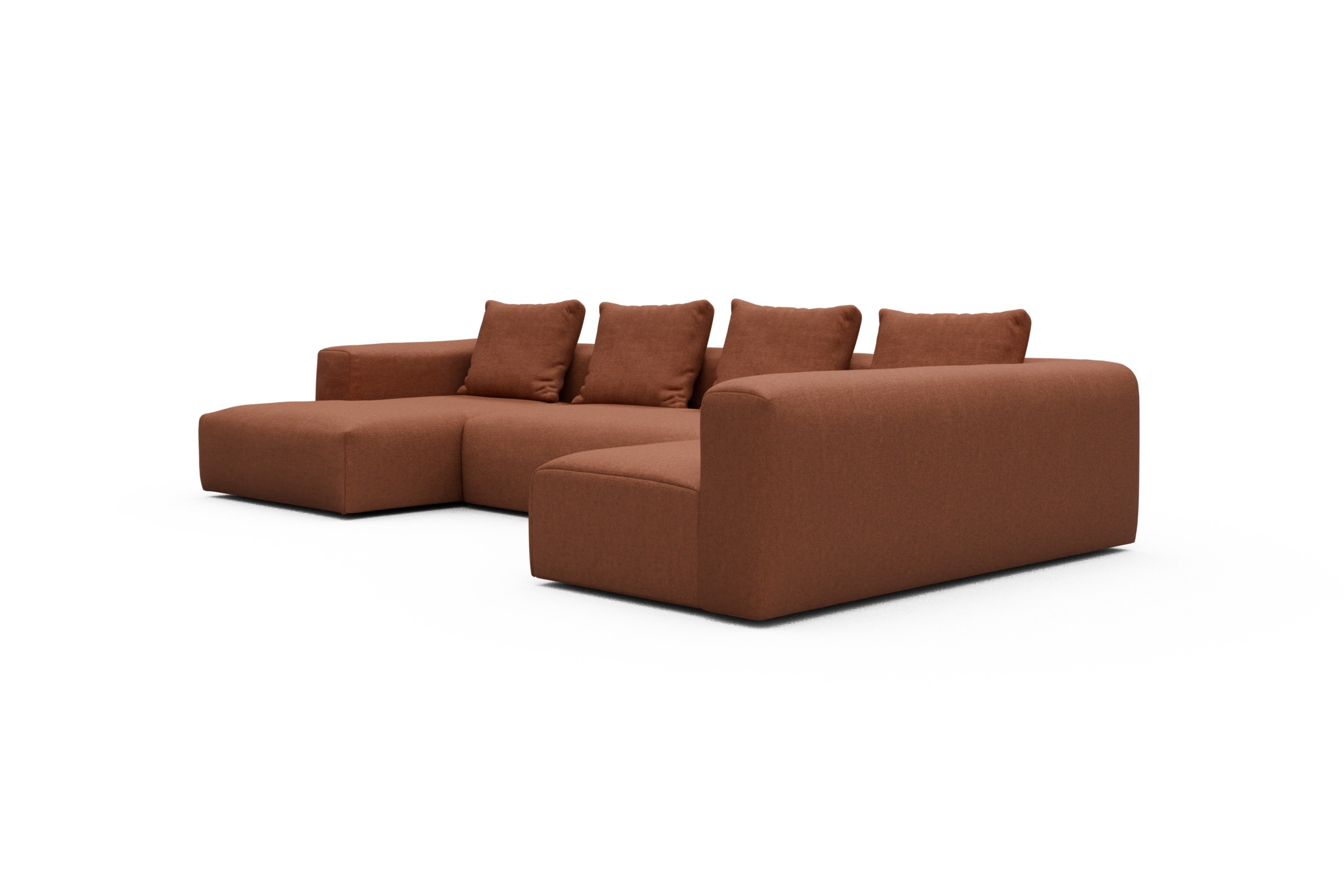 Wohnlandschaft Fred Chaiselongue links mit 2-Sitzer und lange Armlehne rechts Weda-Rust