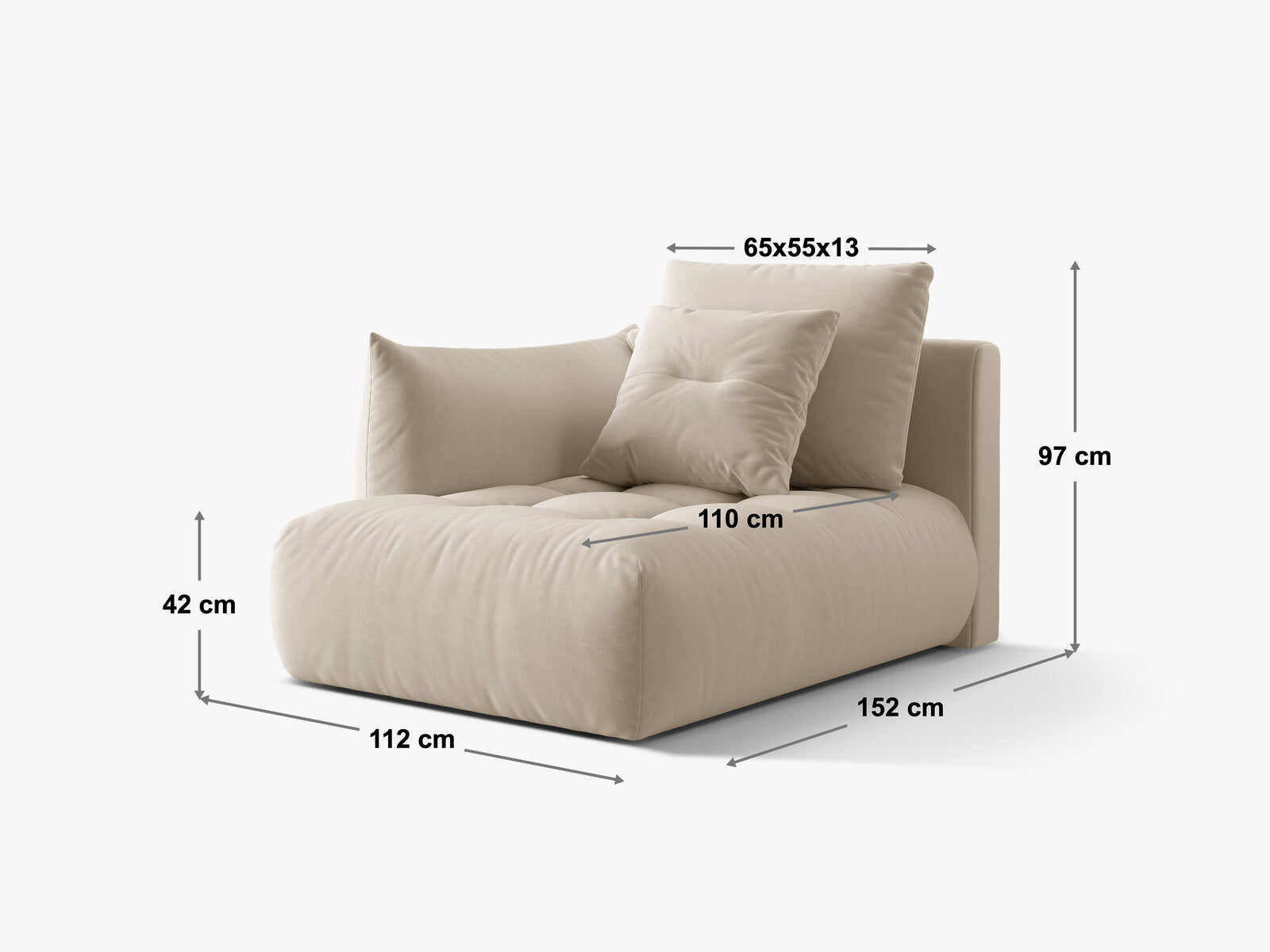 Micadoni Bloom Chaiselongue Rechts Strukturierter Stoff Wind Moosgrün