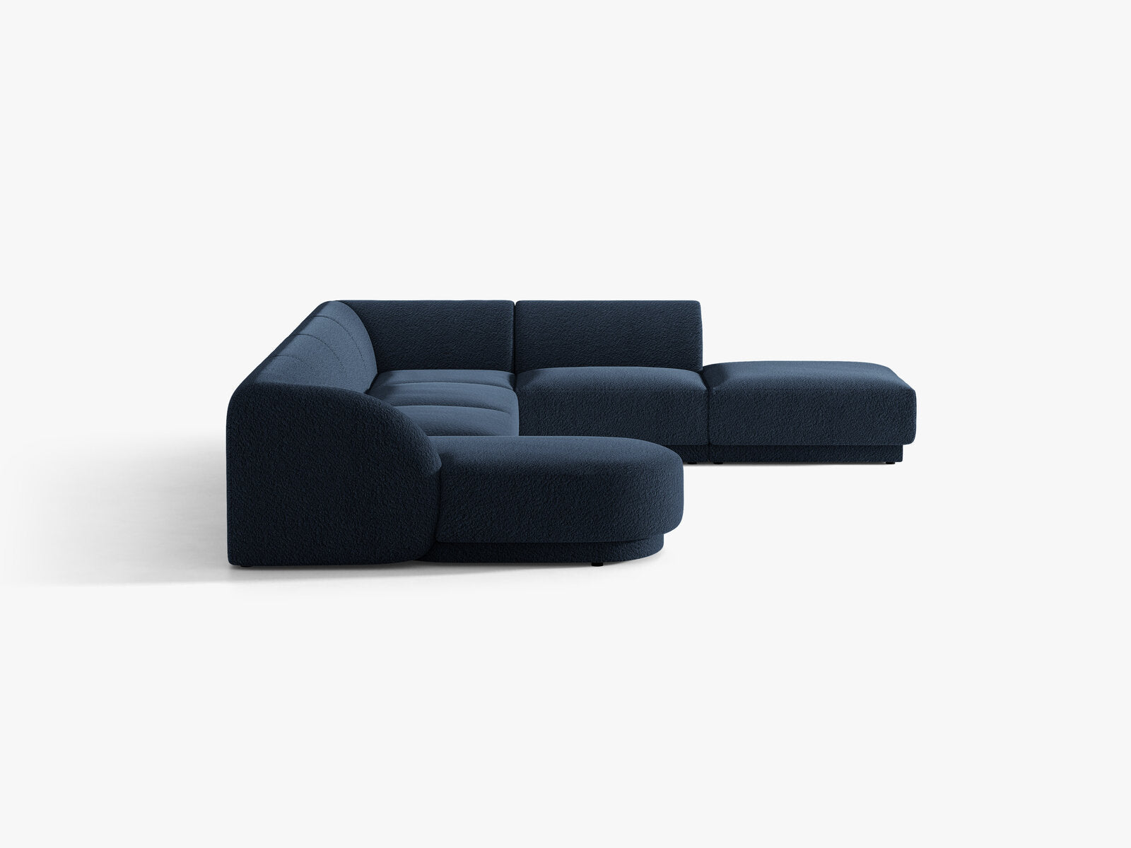 Micadoni Panorama-Ecksofa Miley 6-Sitzer Rechts Boucle Baloo Dunkelblau