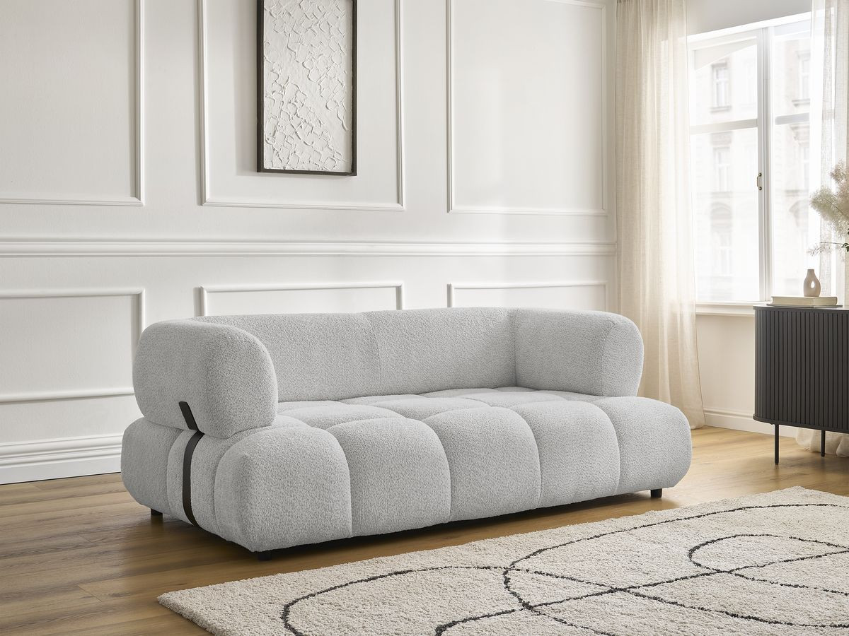 Bobochic Alya Sofa 2-Sitzer Bouclé-Stoff Hellgrau