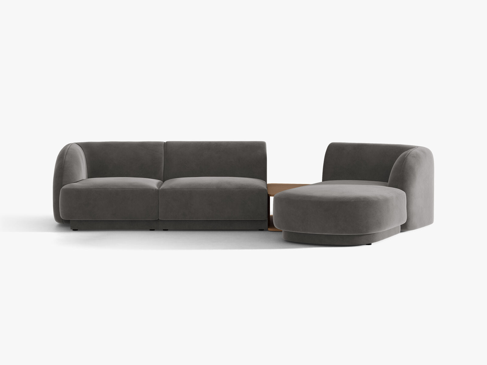 Micadoni Modulares Sofa Miley mit Recamiere 3-Sitzer Rechts Samt Venus Grau
