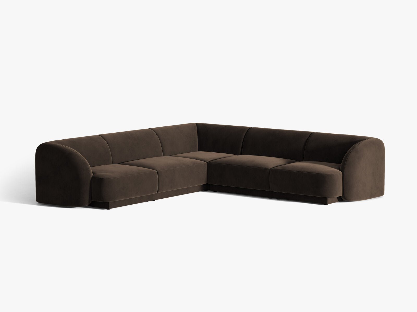 Micadoni 5-Sitzer Symmetrisches Ecksofa Miley Samt Bluvel Dunkelbraun