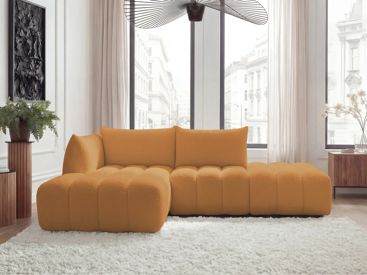 Bobochic Azra Ecksofa 319 × 178 cm Bouclé-Stoff Gelb Ecke links