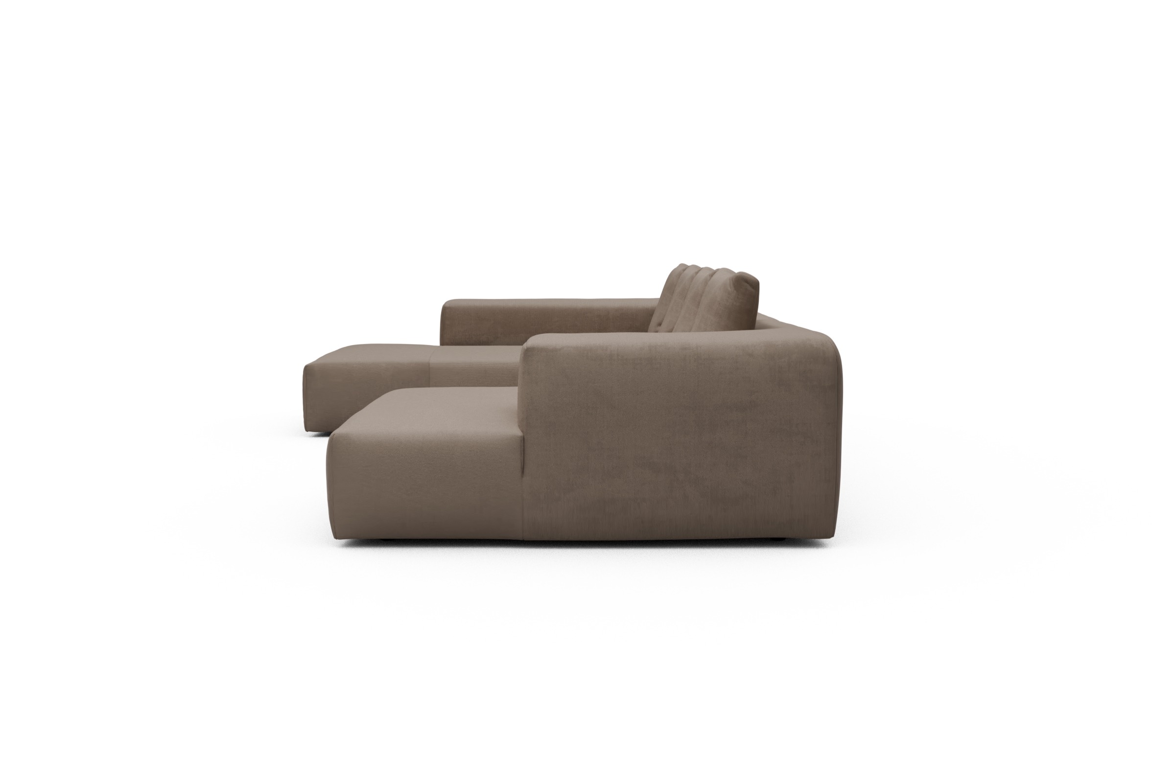 Wohnlandschaft Fred Relax-Ecke links mit 2-Sitzer und Chaiselongue rechts Kord Cordufine 318-Beige
