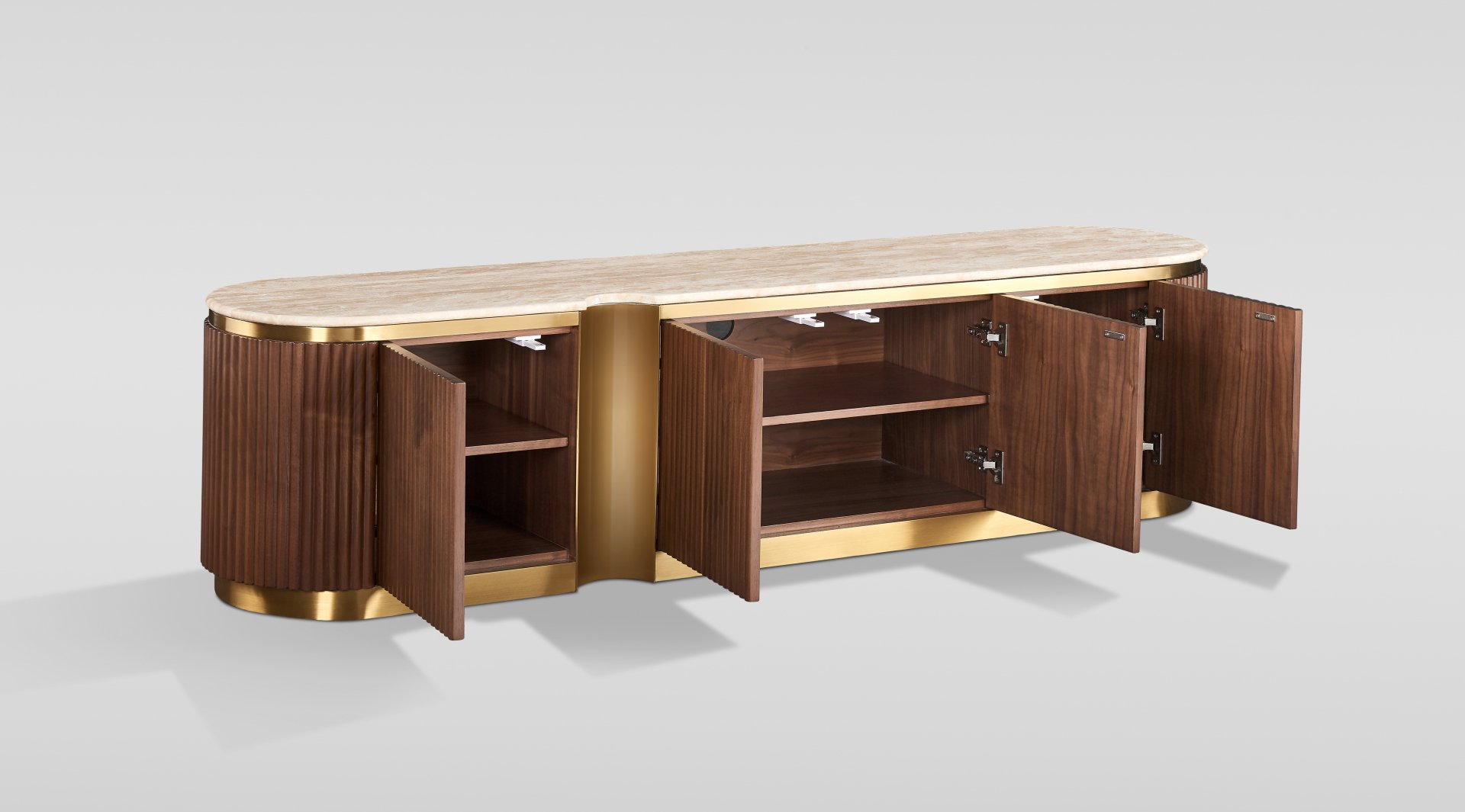 Livin Hill TV-Kommode Stilig Kunstmarmor Walnuss, Platte Hellbeige