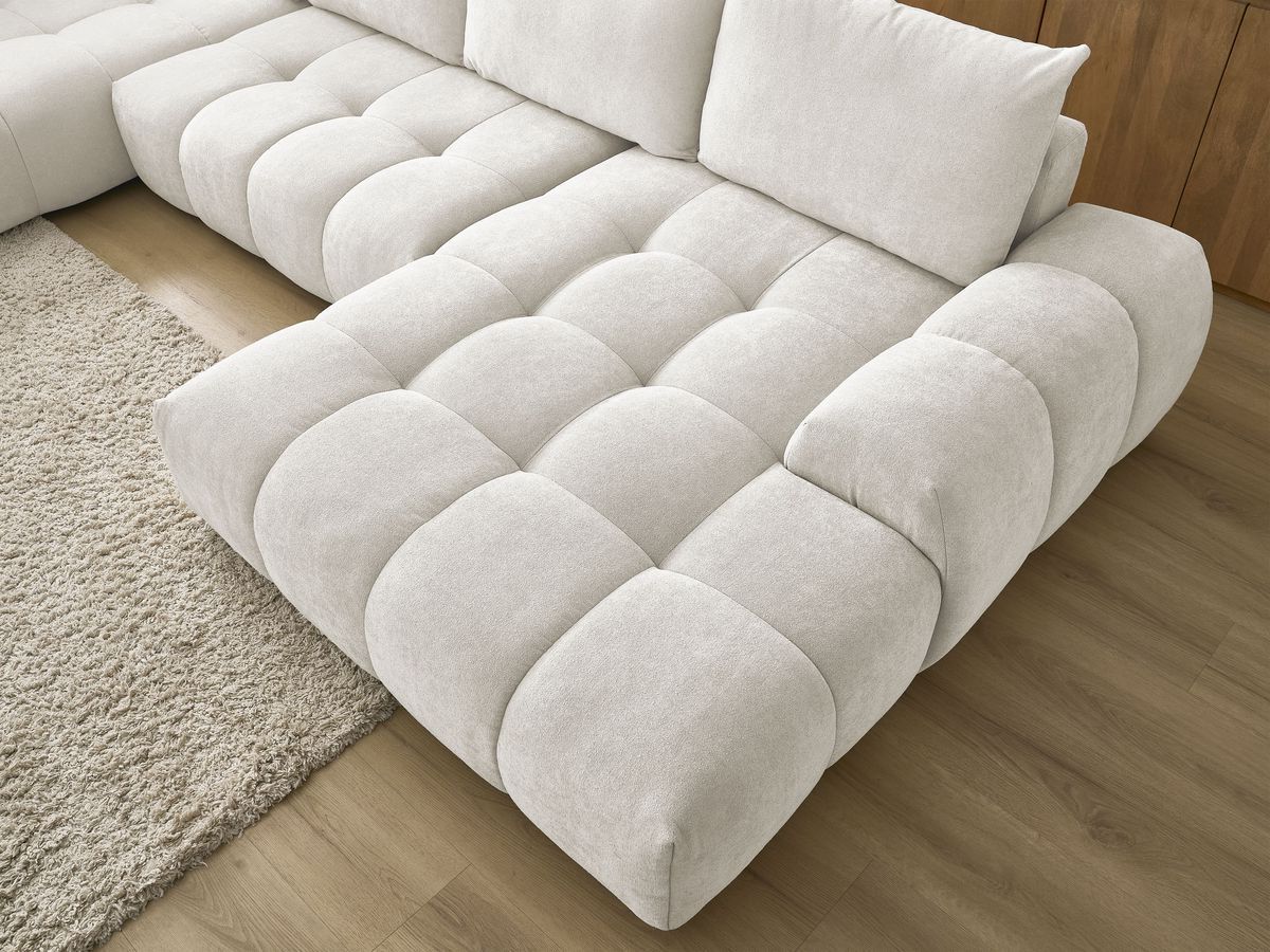 Bobochic Everest Wohnlandschaft, 6 Kissen Strukturstoff Weiß Ecke rechts