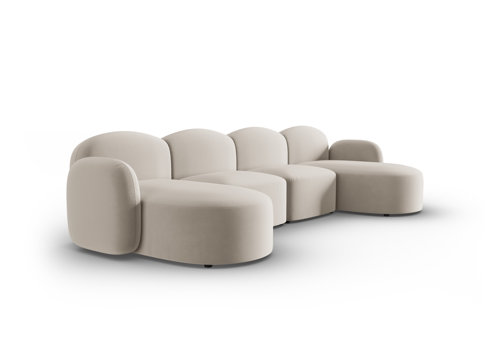 Micadoni Panorama Sofa Blair 6-Sitzer Samt Casino Hellbeige
