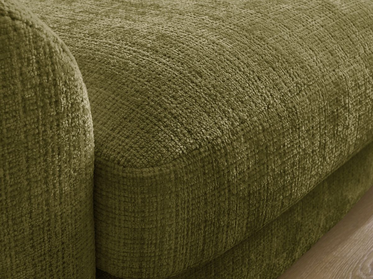 Bobochic Leonore Ecksofa mit Pouf Strukturstoff Grün Ecke rechts