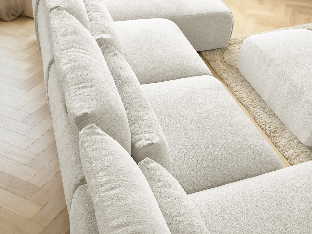 Bobochic Jana Wohnlandschaft mit kleinem Pouf Melange-Stoff Weiß