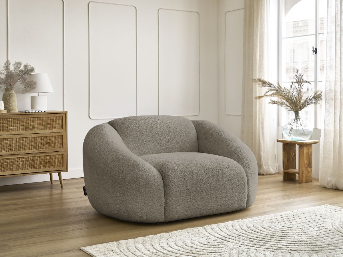 Bobochic Tina Sessel Bouclé-Stoff Taupe