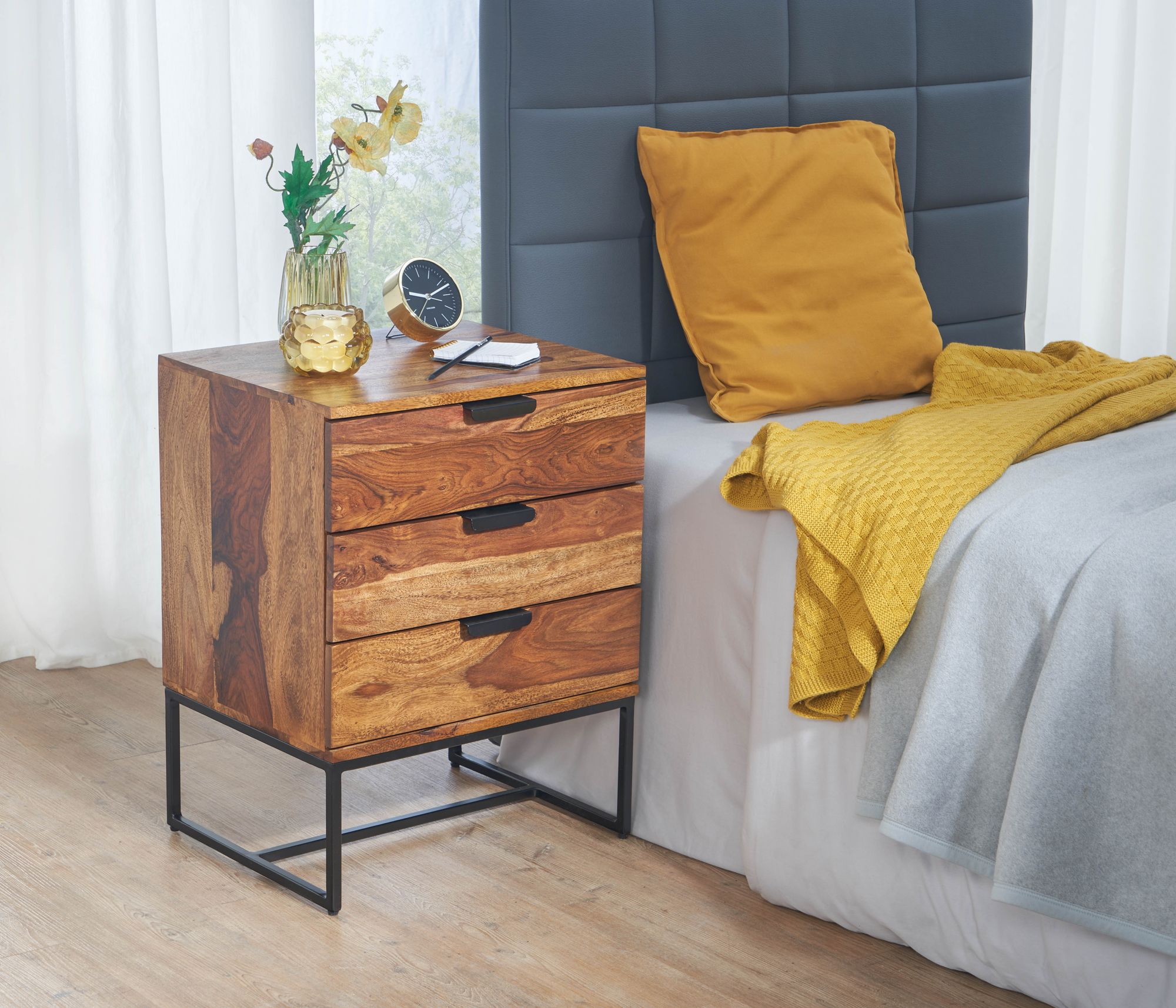Nachttisch Audnedal Sheesham Massivholz 50 × 40 × 65 cm
