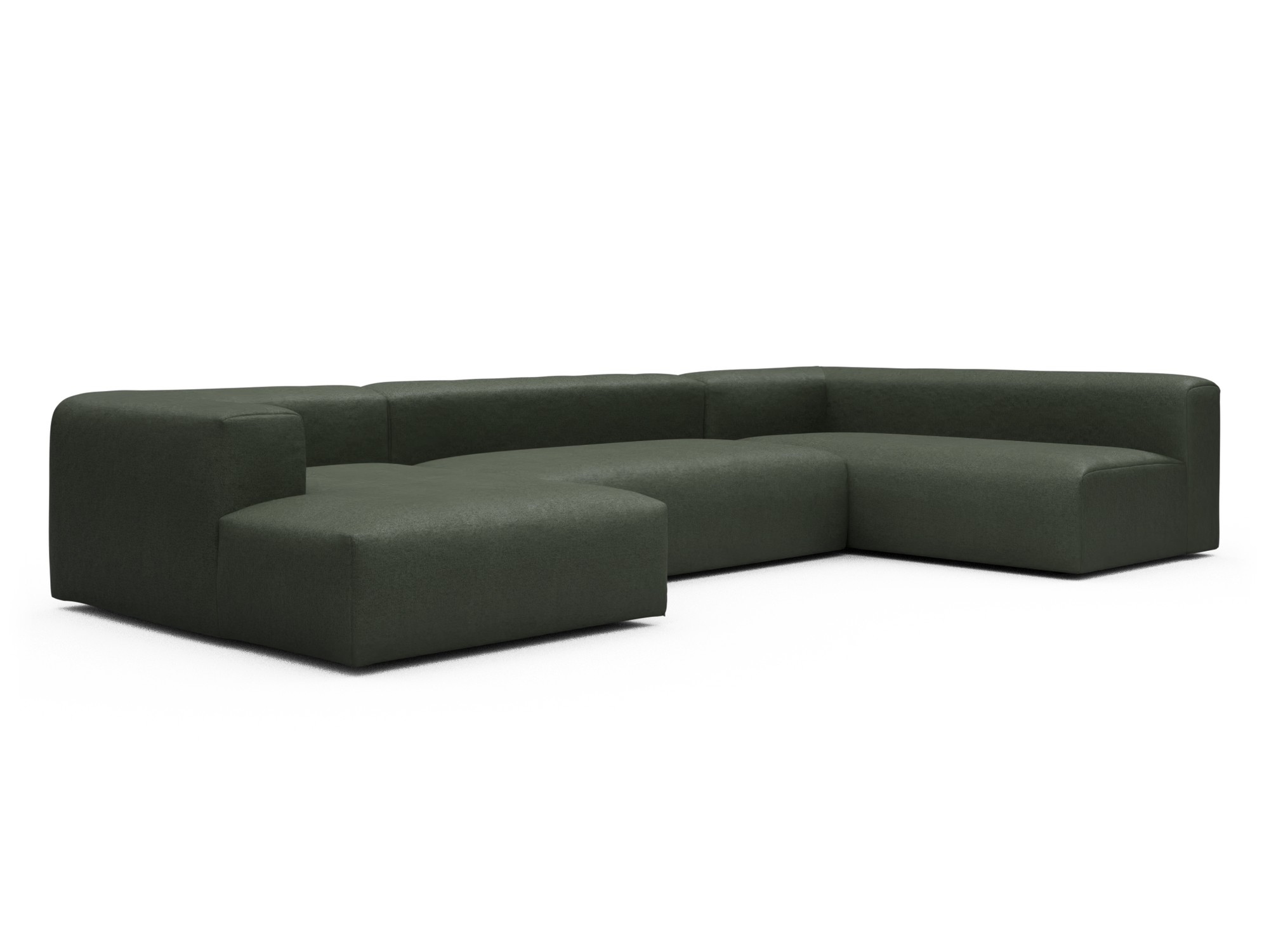 Skandi Home Wohnlandschaft Fred Chaiselongue links mit 2-Sitzer und lange Armlehne rechts Denari-Forest-Green moebelfaktor