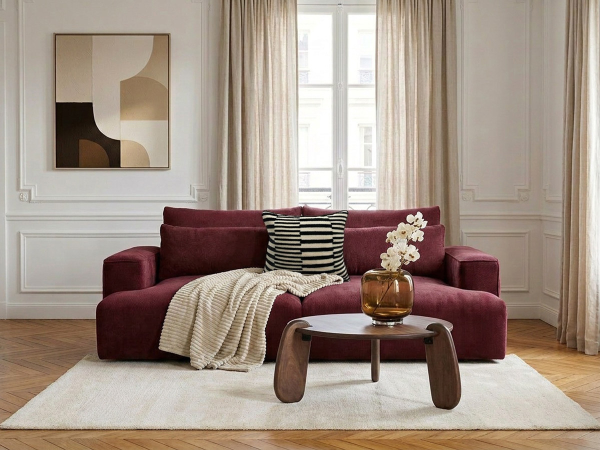 Bobochic Twiny Sofa 3-Sitzer Stoff Rot