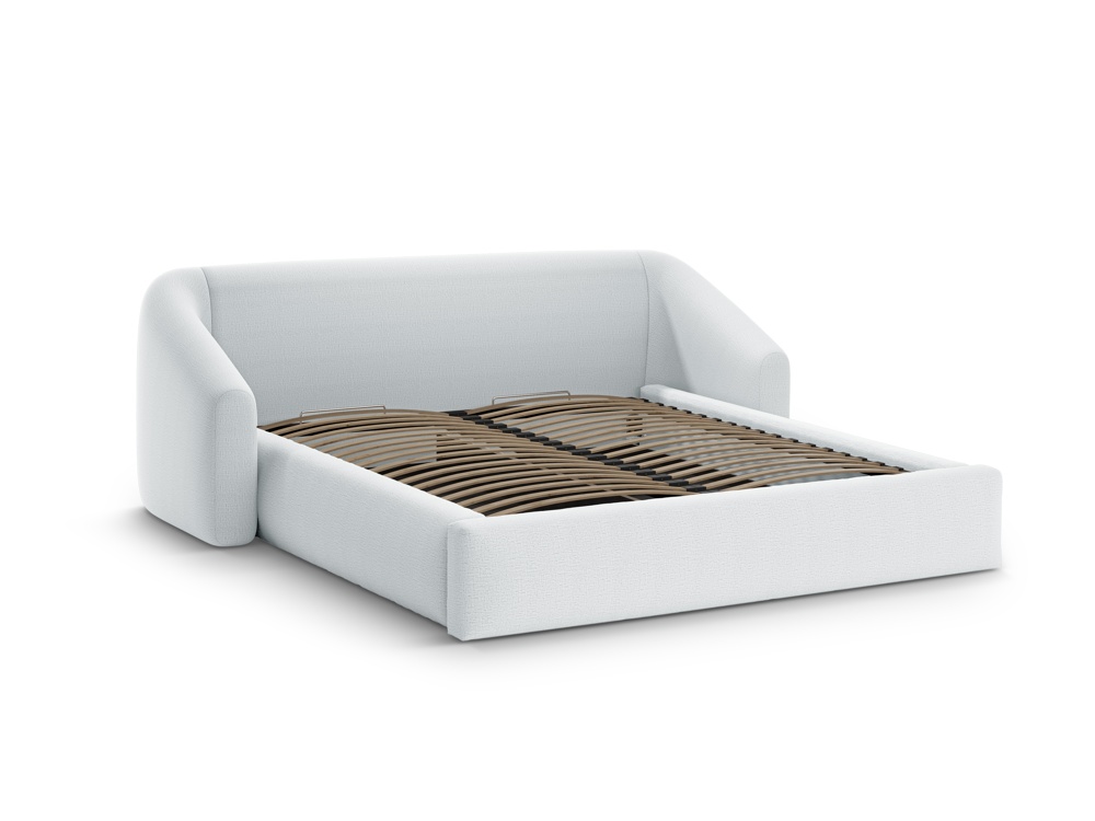 Cosmopolitan Design Stauraumbett mit Kopfteil Campi 160x200 Strukturierter Stoff Moly Hellgrau