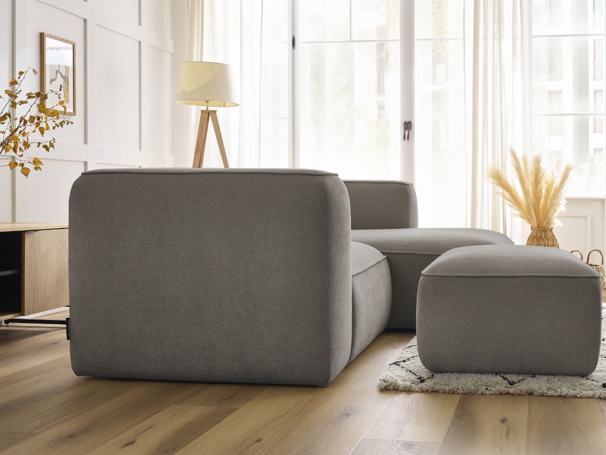 Bobochic Zephyr Ecksofa mit Pouf 260 × 165 cm Strukturstoff Taupe Ecke rechts