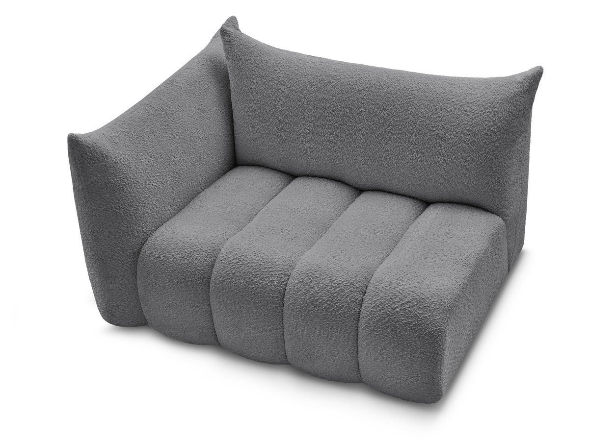 Bobochic Azra Sofamodul 2-Sitzer 143 × 112 cm Bouclé-Stoff Dunkelgrau Ecke links