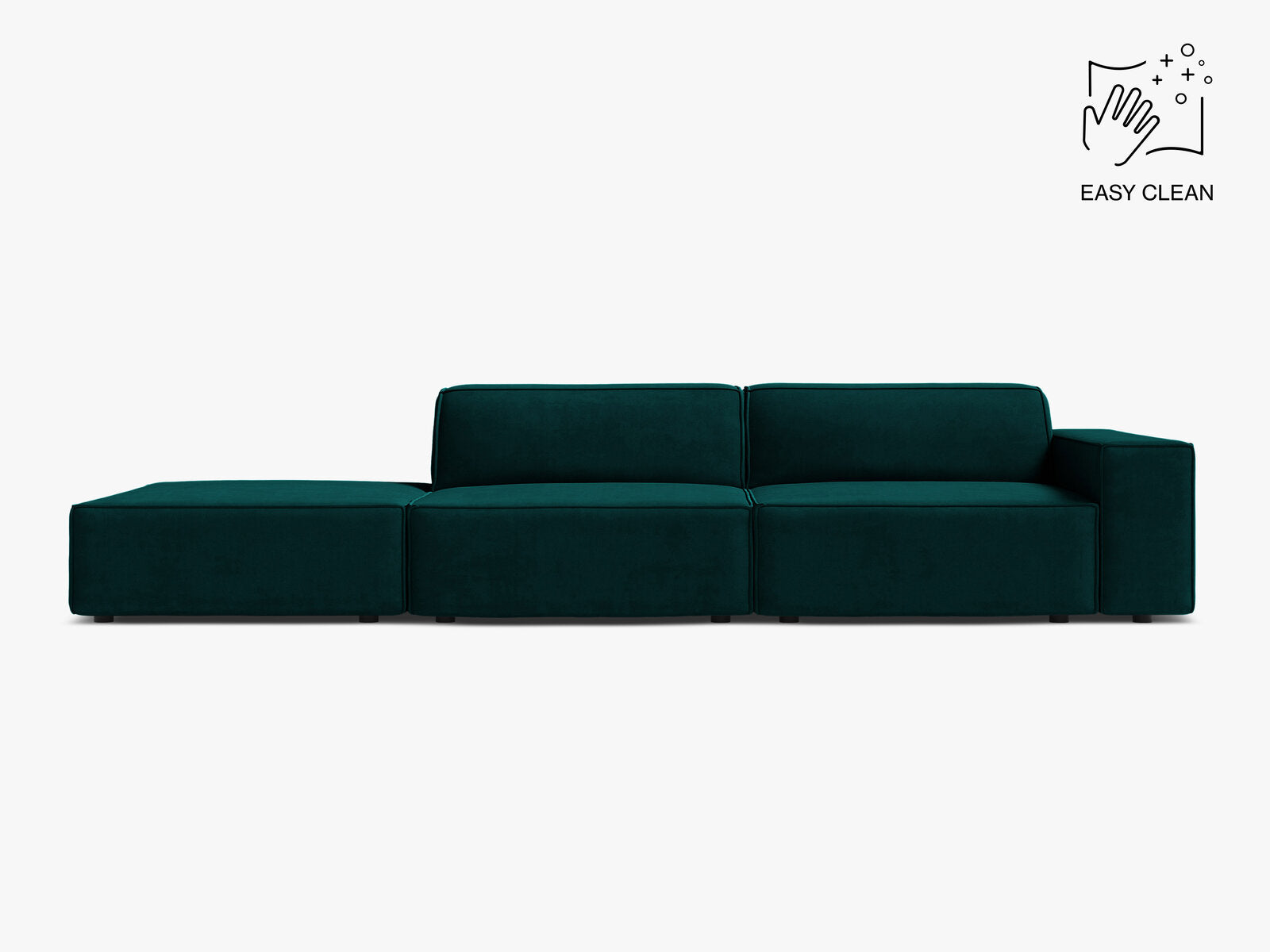 Micadoni Sofa Jodie 3-Sitzer Links Samt Venus Dunkel Petrol