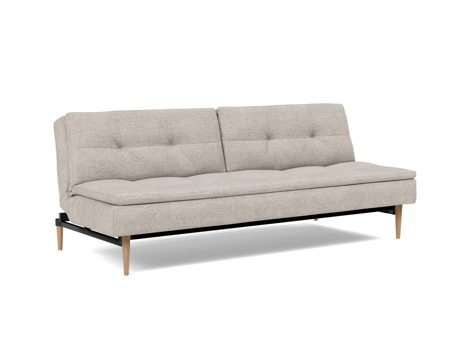 Schlafsofa Dublexo Chenille Yuveno 471-Sand Beine Styletto Eiche hell