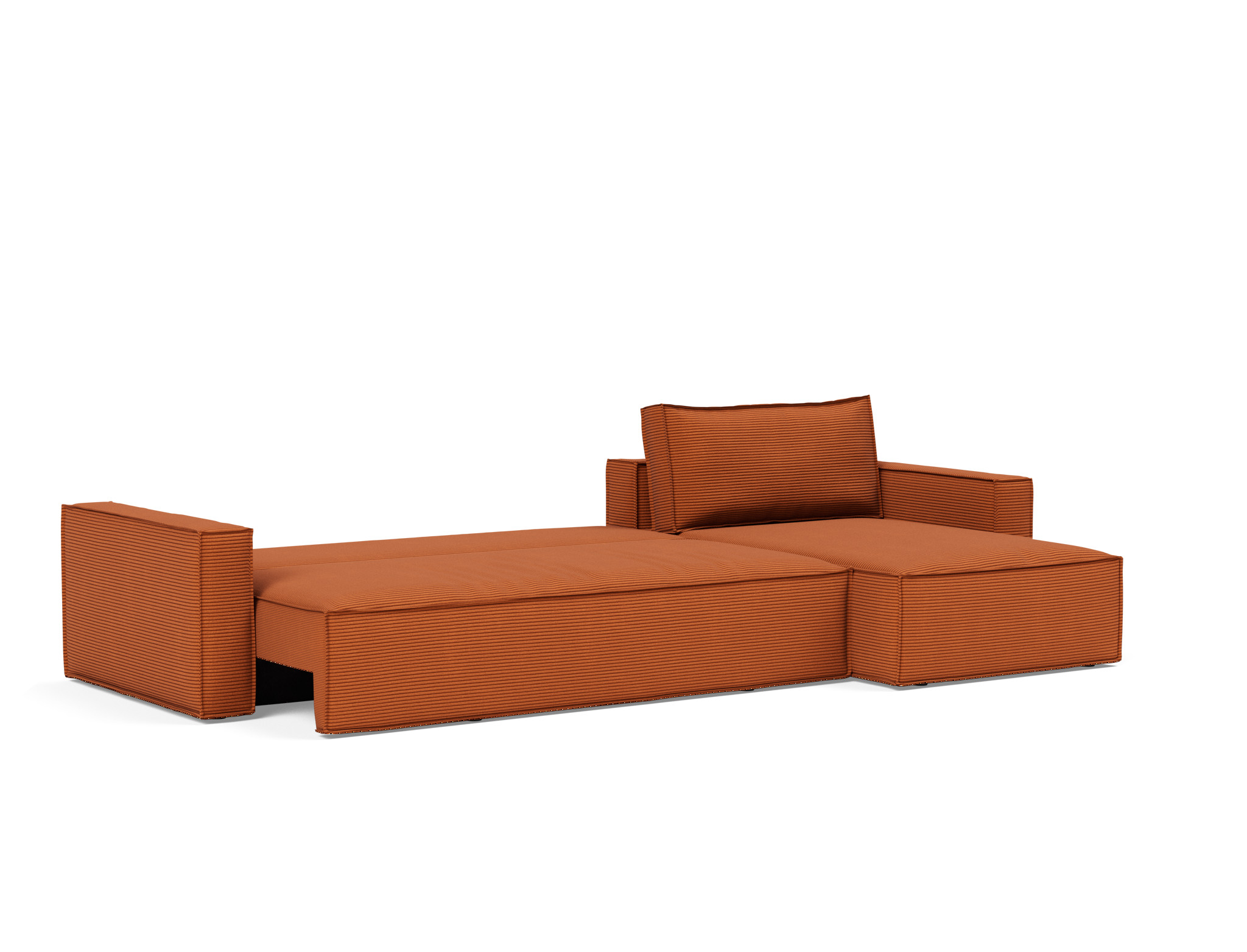 Schlafsofa Newilla mit Chaiselongue Kord Corduroy 595-Burnt-Orange