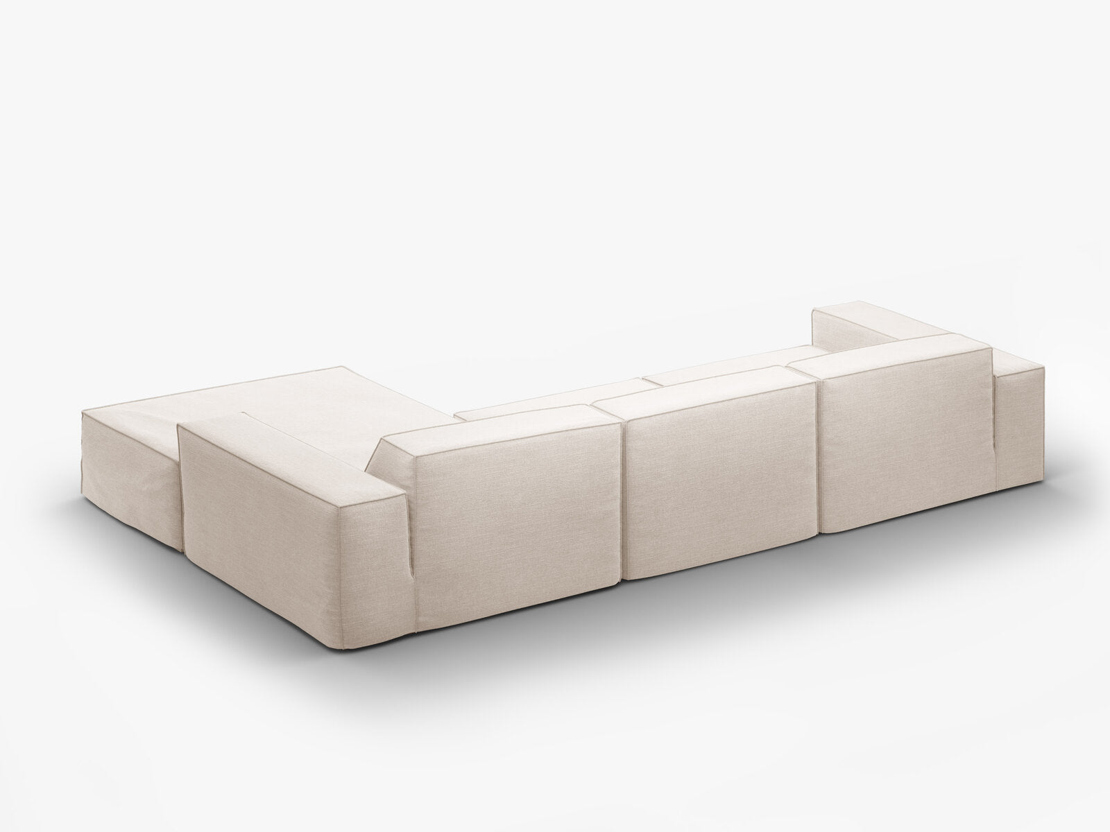 Micadoni Ecksofa Jodie 4-Sitzer Rechts Strukturierter Stoff Lins Beige