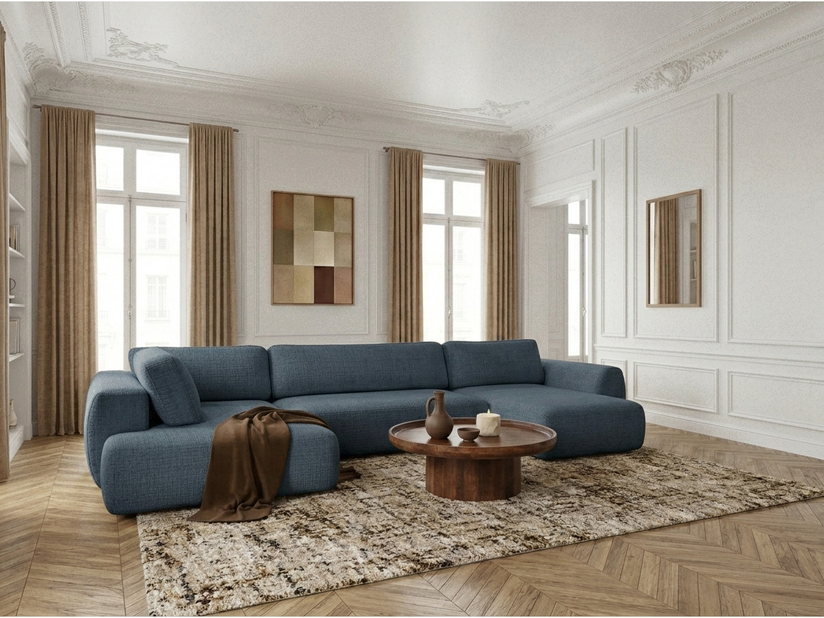 Bobochic Denise Wohnlandschaft Strukturstoff Dunkelblau Ecke rechts