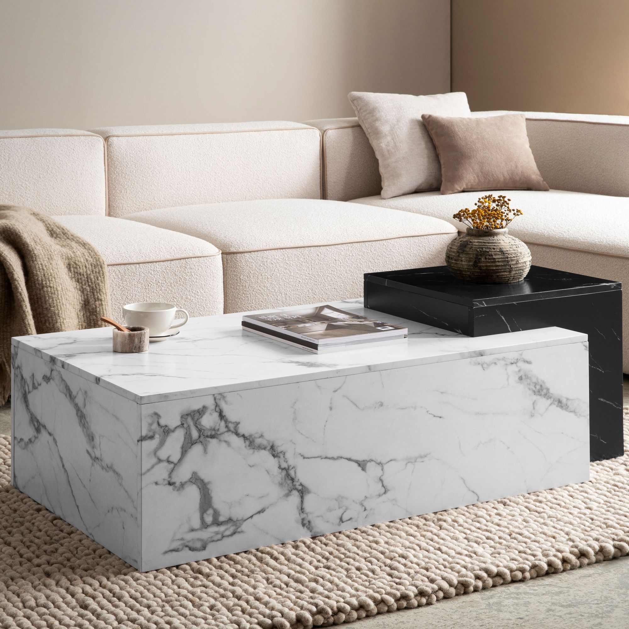 Couchtisch Hornindal Marmoroptik Weiß 120 × 60 × 40 cm