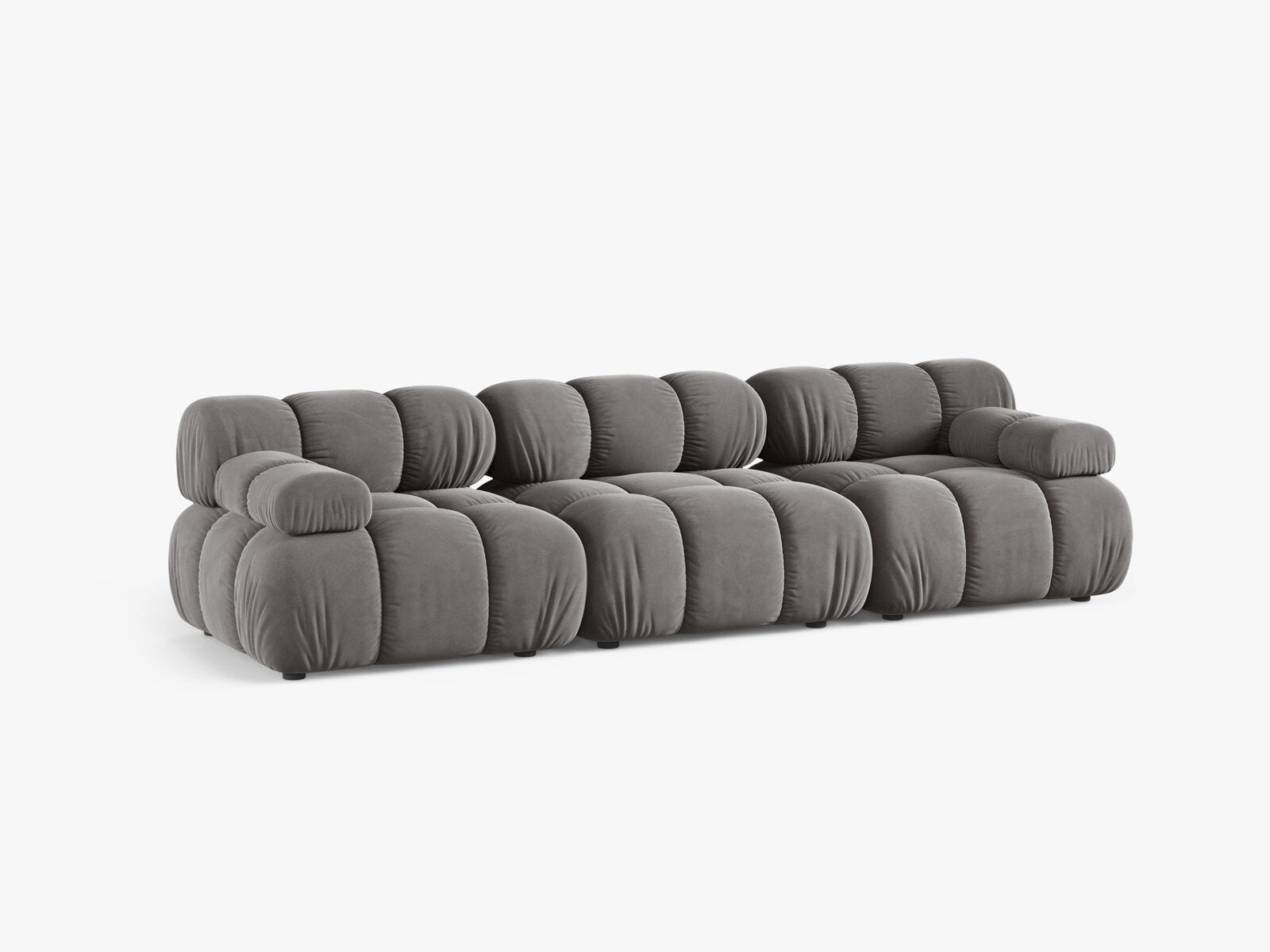 Micadoni Modulares Sofa Bellis 3-Sitzer Samt Bluvel Hellgrau