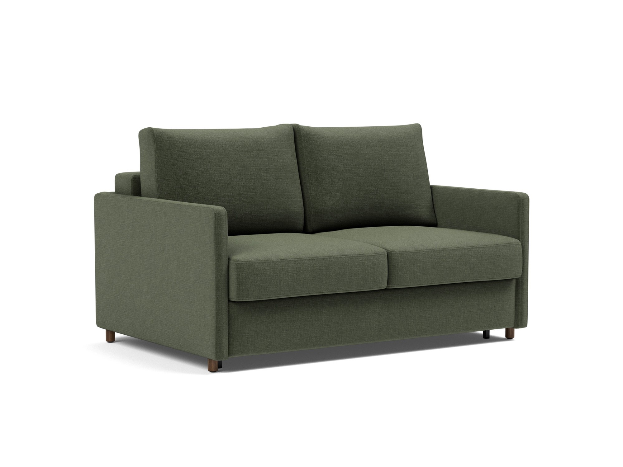 Schlafsofa Neah mit Slim-Armlehnen 140 Chenille Esina 413-Olive-Green