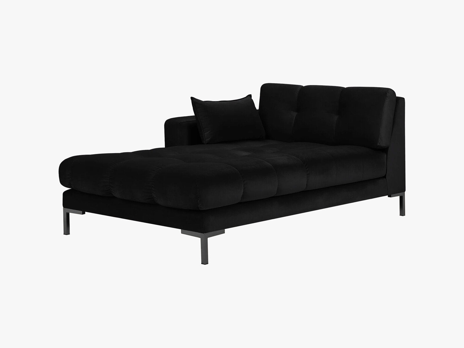 Micadoni Recamiere Mamaia 1-Sitzer Links Samt Bluvel Schwarz schwarze Beine