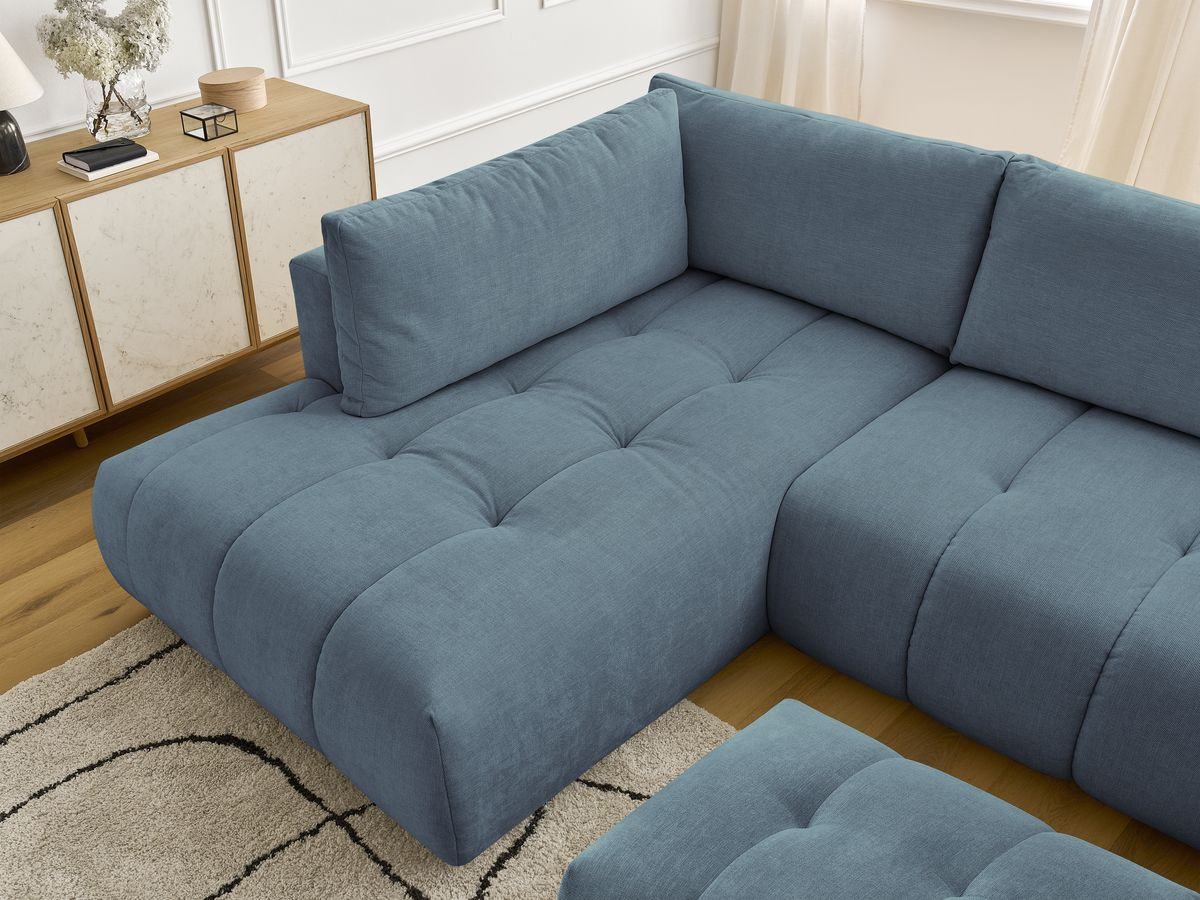 Bobochic Fuji Wohnlandschaft mit Pouf Stoff Hellblau Ecke rechts
