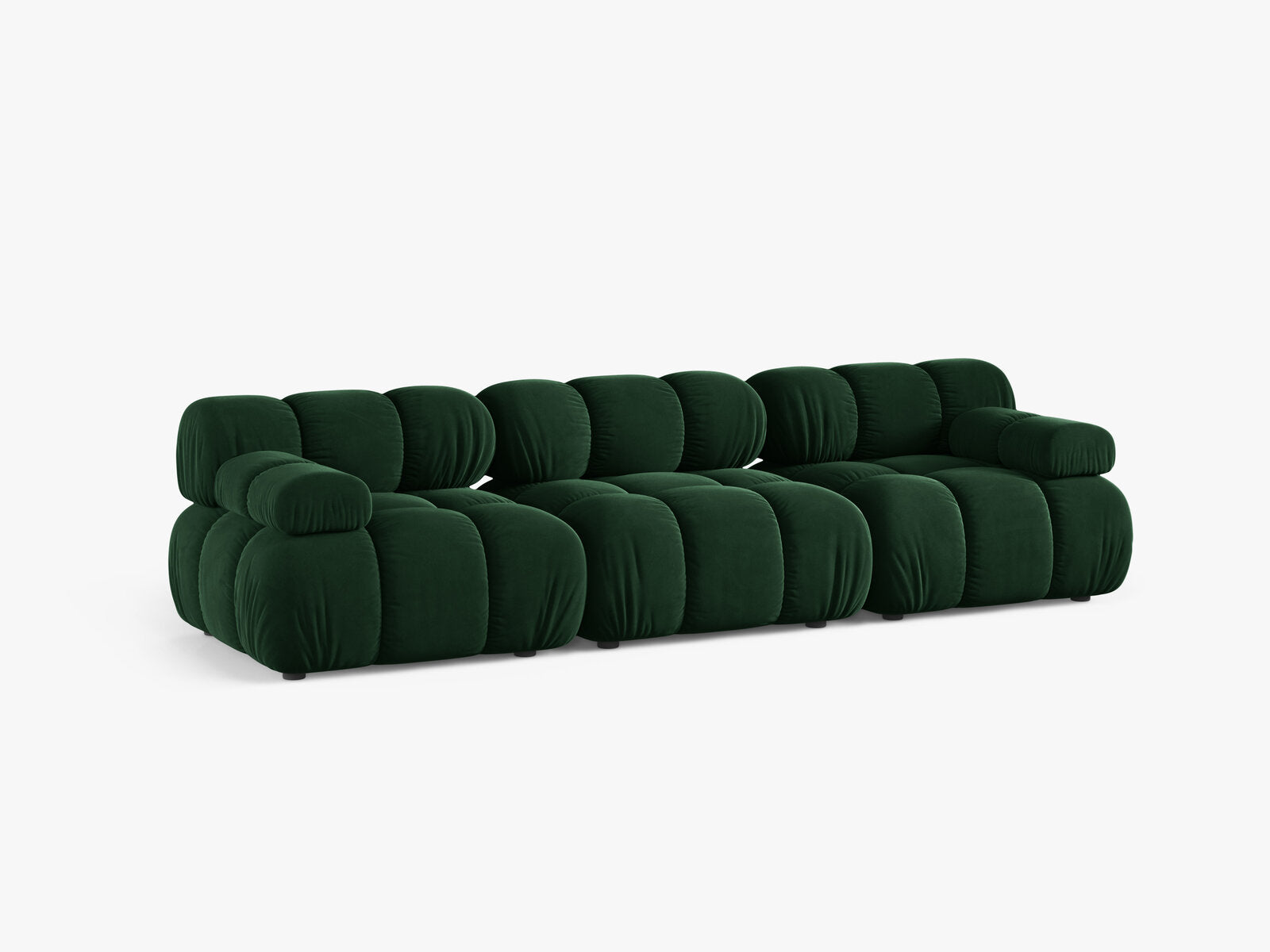 Micadoni Modulares Sofa Bellis 3-Sitzer Samt Bluvel Flaschengrün