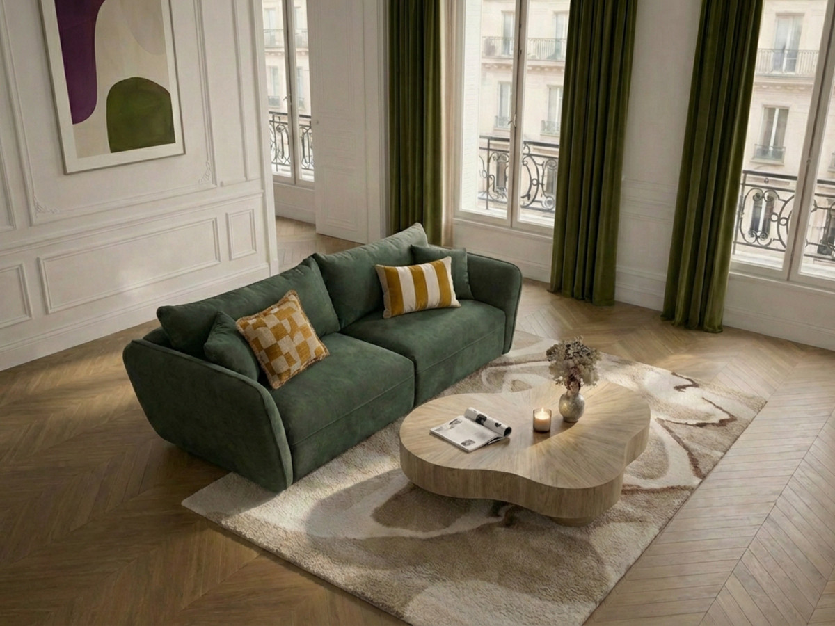 Bobochic Luigi Sofa 3-Sitzer Strukturstoff Grün