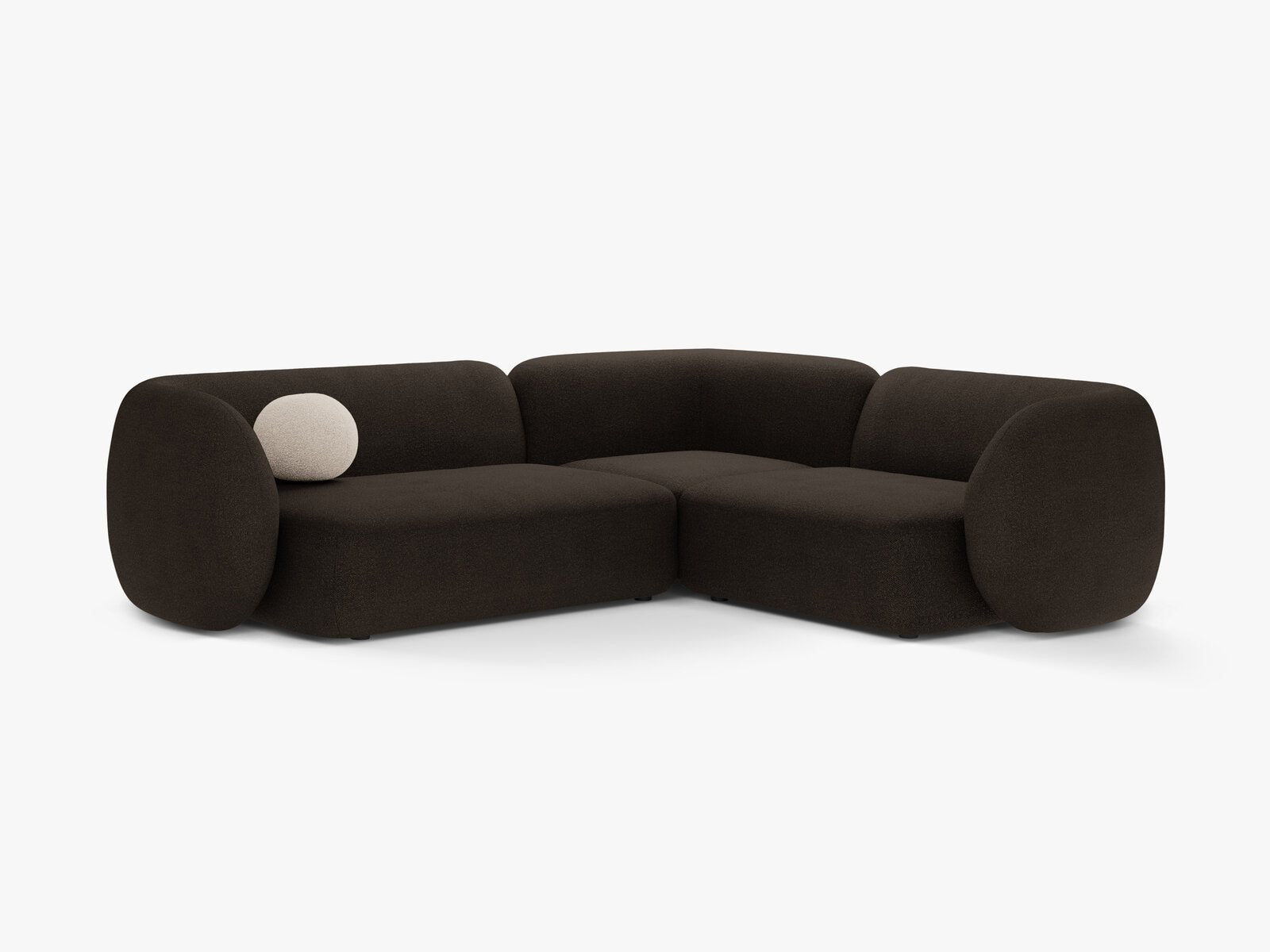 Micadoni Ecksofa Kate 4-Sitzer Rechts Boucle Baloo Braun
