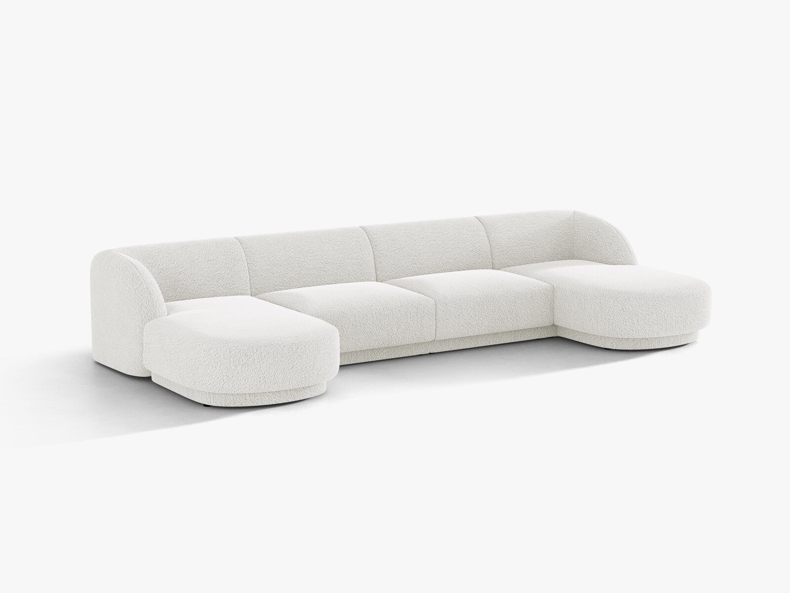 Micadoni Panorama-Sofa Miley 5-Sitzer Boucle Baloo Weiß