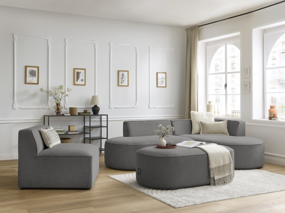 Bobochic Rousseau Sofamodul 1-Sitzer Melange-Stoff Dunkelgrau