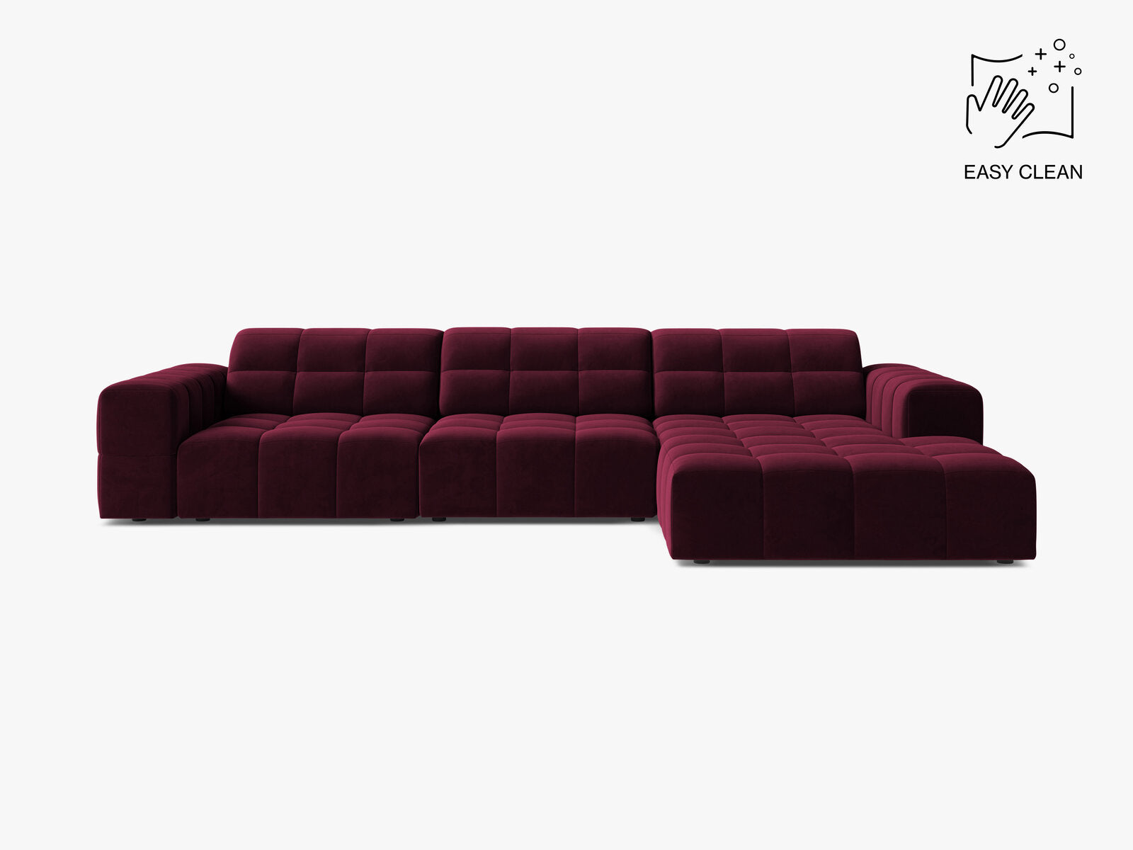 Micadoni Ecksofa Jennifer 4-Sitzer Rechts Samt Venus Burgunder