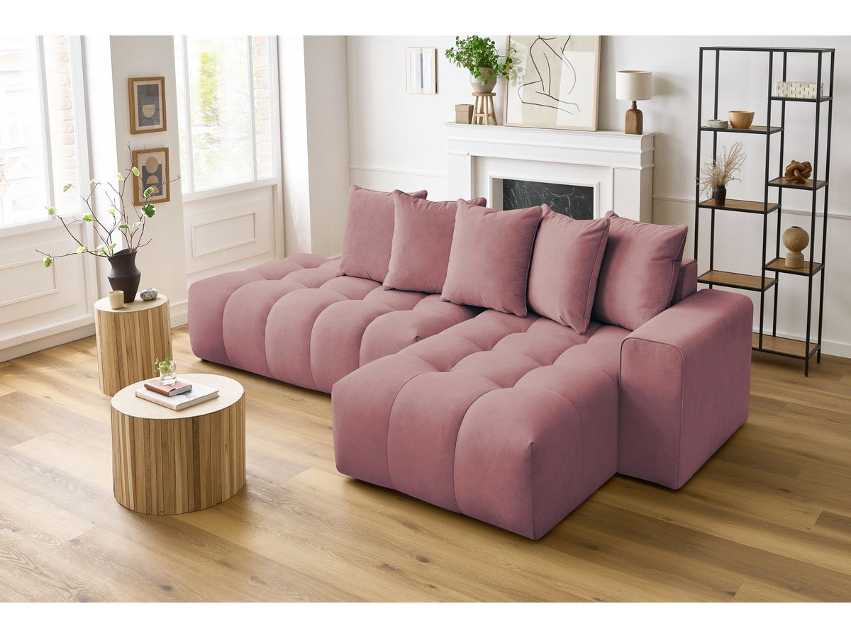 Bobochic Mont-blanc Ecksofa Samt Rosa Ecke rechts