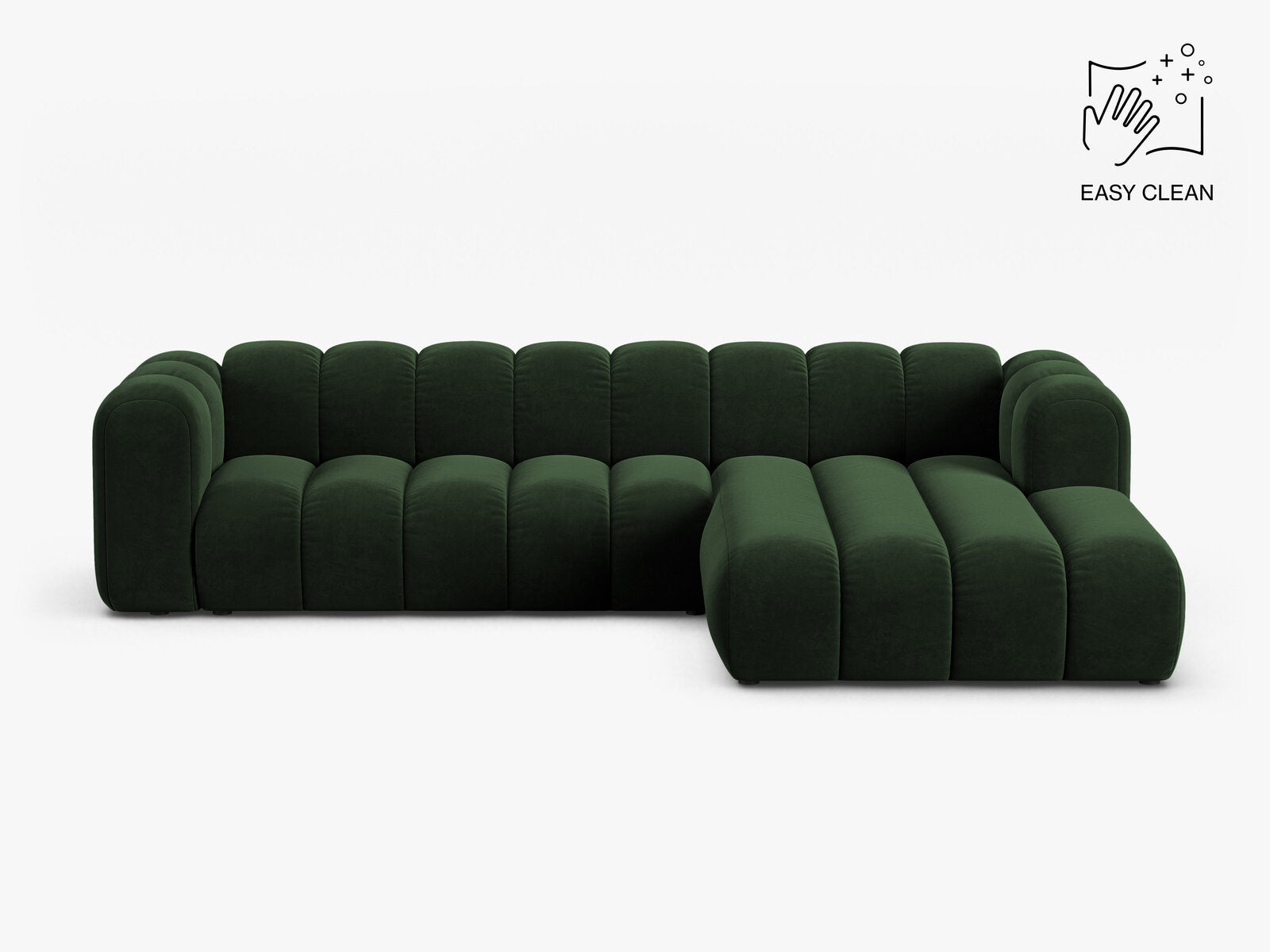 Micadoni Modulares Ecksofa Lupine 4-Sitzer Samt Venus Flaschengrün Rechts