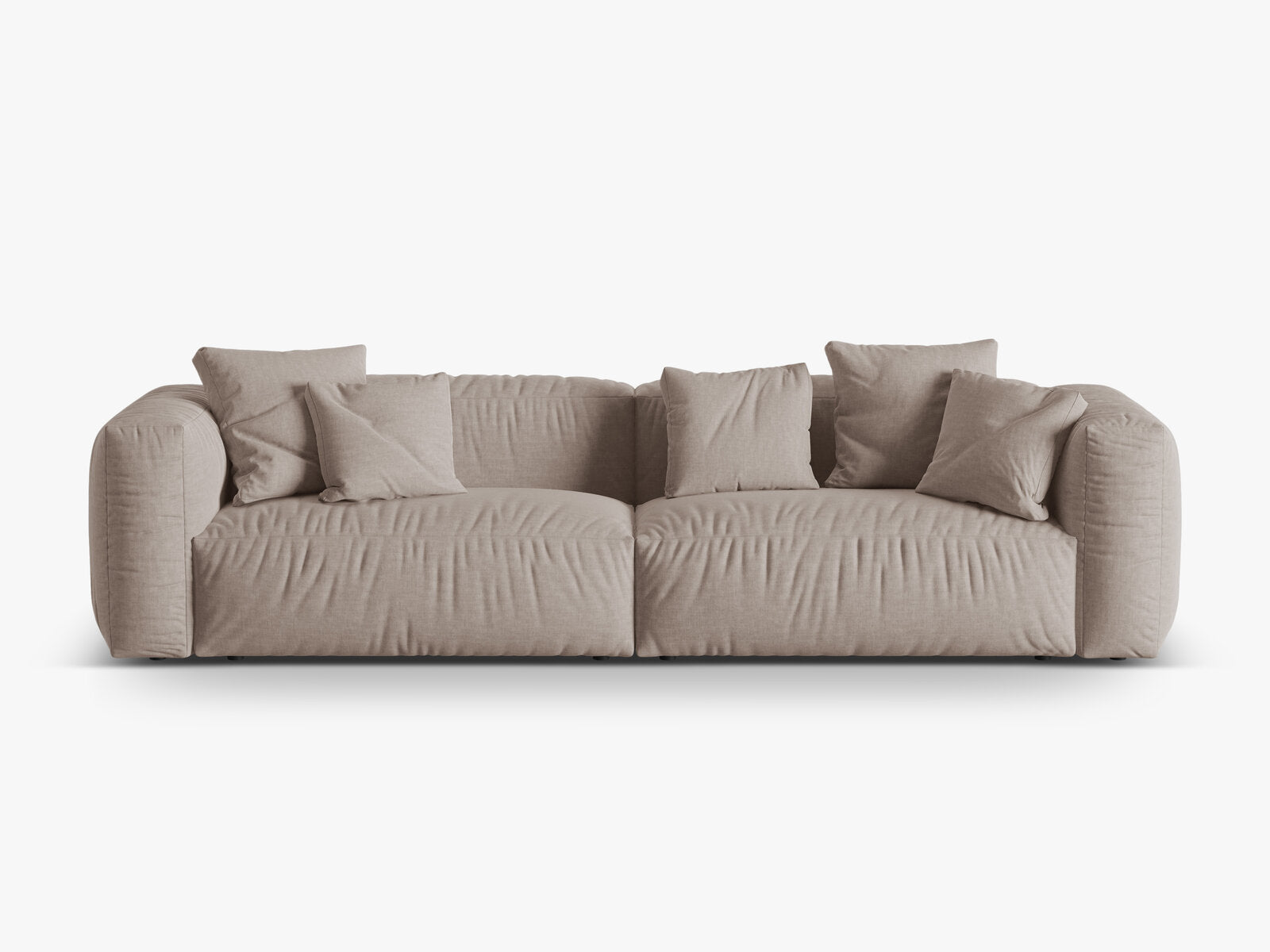 Micadoni Sofa Martina 4-Sitzer Strukturierter Stoff Boston Dunkelbeige