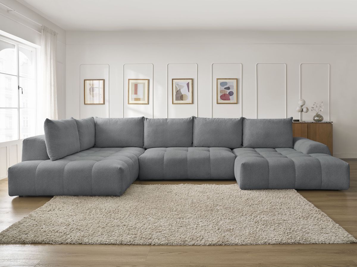 Bobochic Everest Wohnlandschaft, 6 Kissen Melange-Stoff Dunkelgrau Ecke rechts