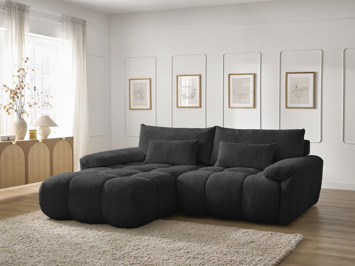 Bobochic Ivane Ecksofa Strukturstoff Schwarz Ecke links