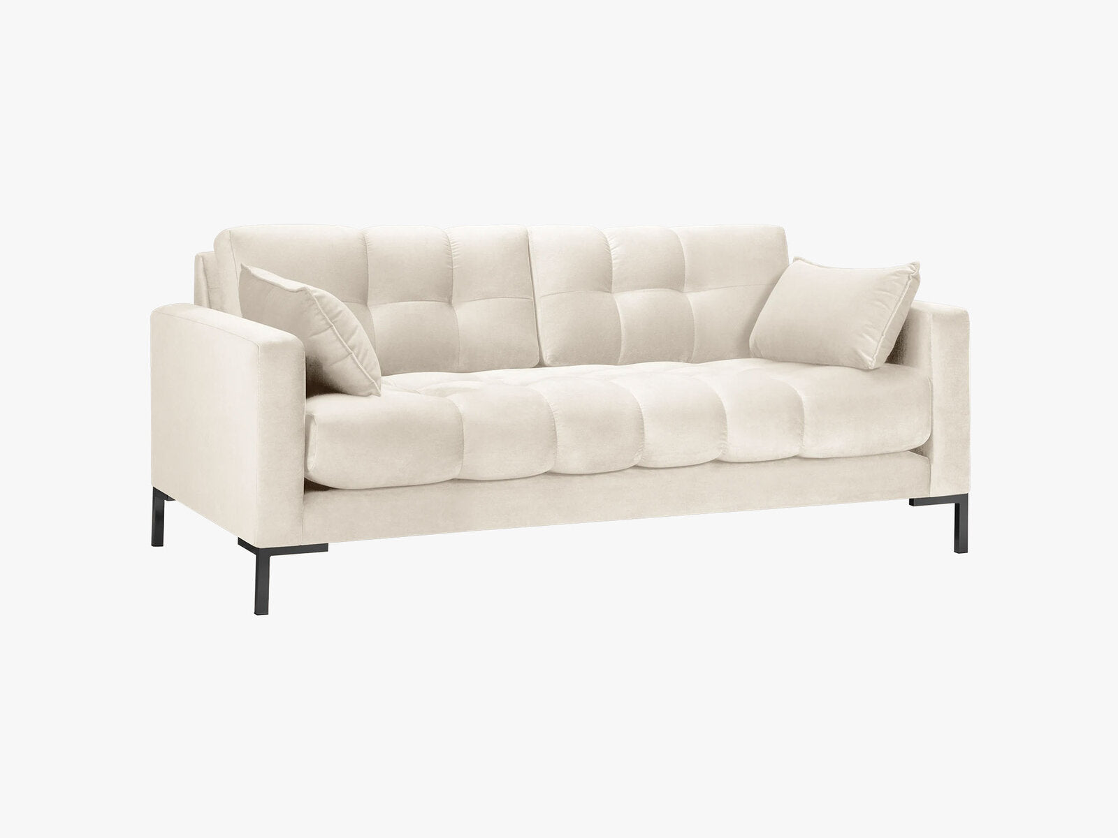 Micadoni Sofa Mamaia 2-Sitzer Samt Bluvel Helles Beige schwarze Beine
